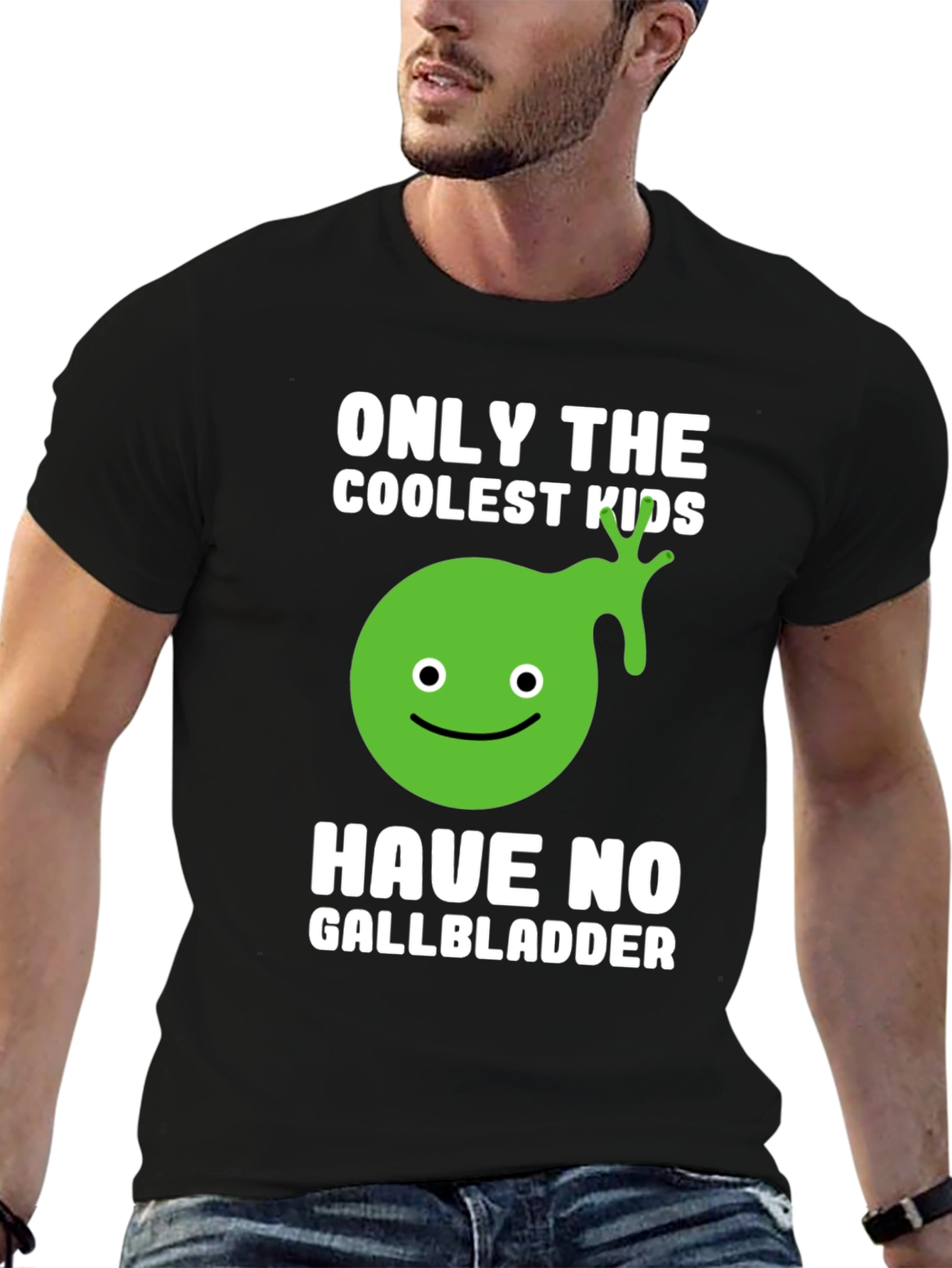Black Coolest Kids No Gallbladder Funny Graphic T-Shirt view 6