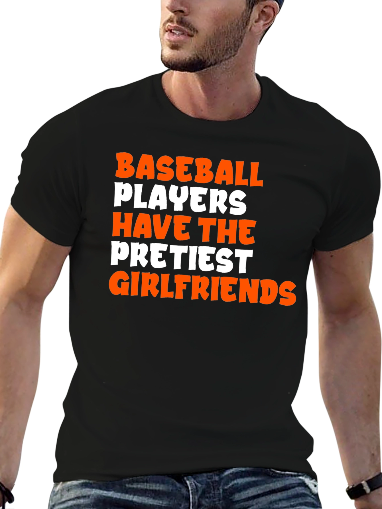 Black Baseball Player Prettiest Girlfriend Graphic T-Shirt view 6