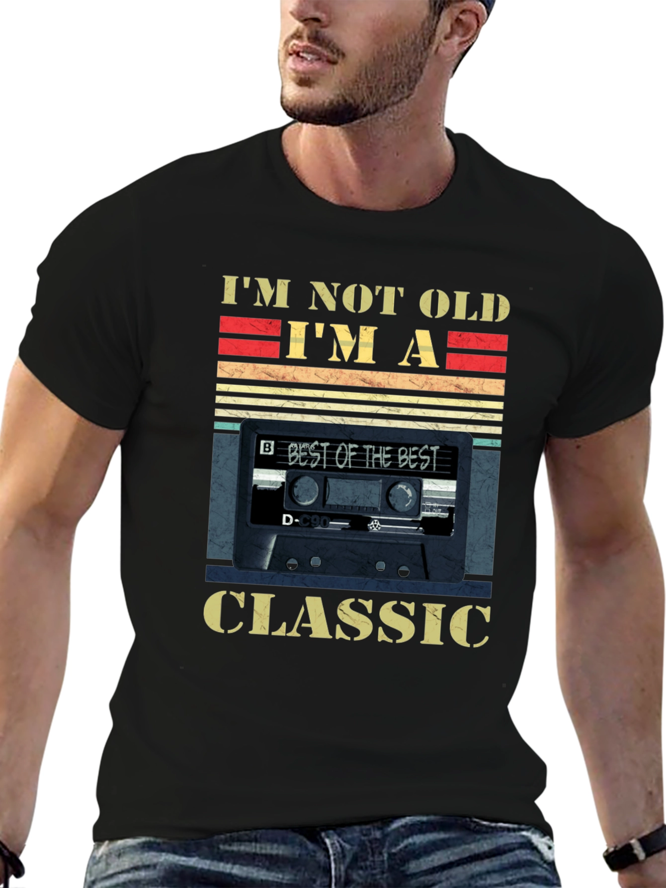 Black I'm Not Old I'm A Classic Cassette Tape T-Shirt view 6