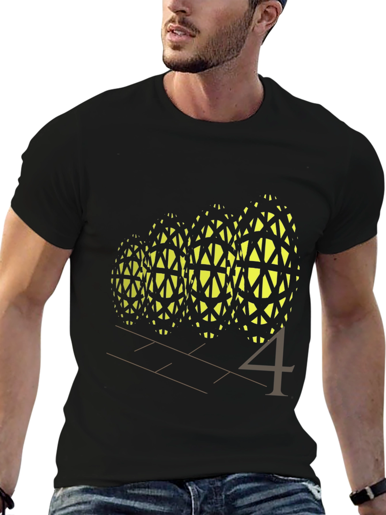 Black Abstract Geometric Pattern Tee view 6