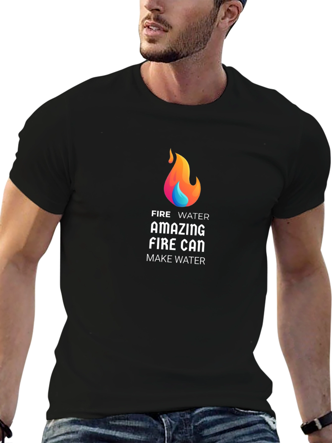 Black Fire Water T-Shirt - Amazing Fire Can Make Water Graphic Tee view 6