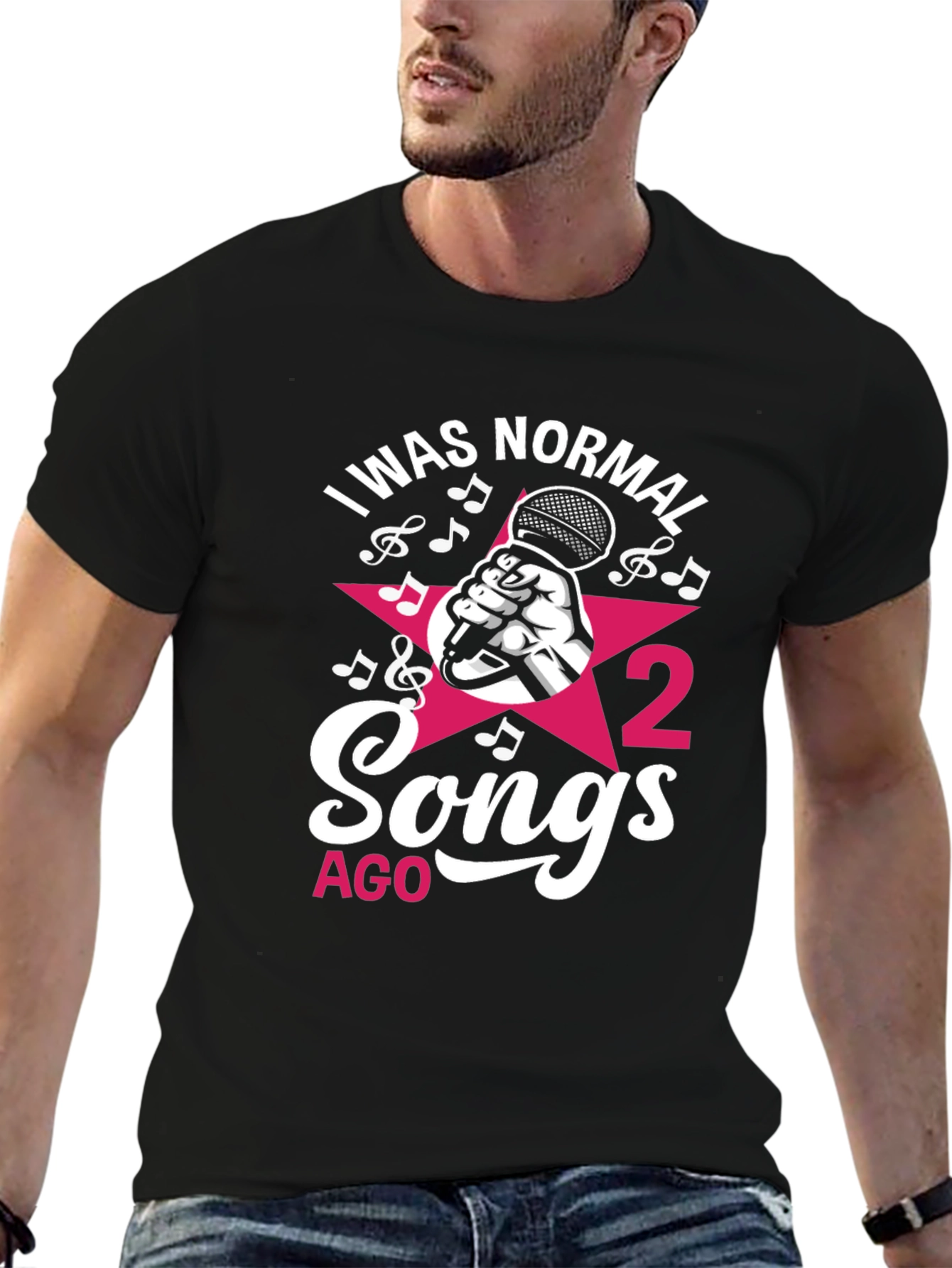 Black I Was Normal 2 Songs Ago Black Graphic Tee view 6