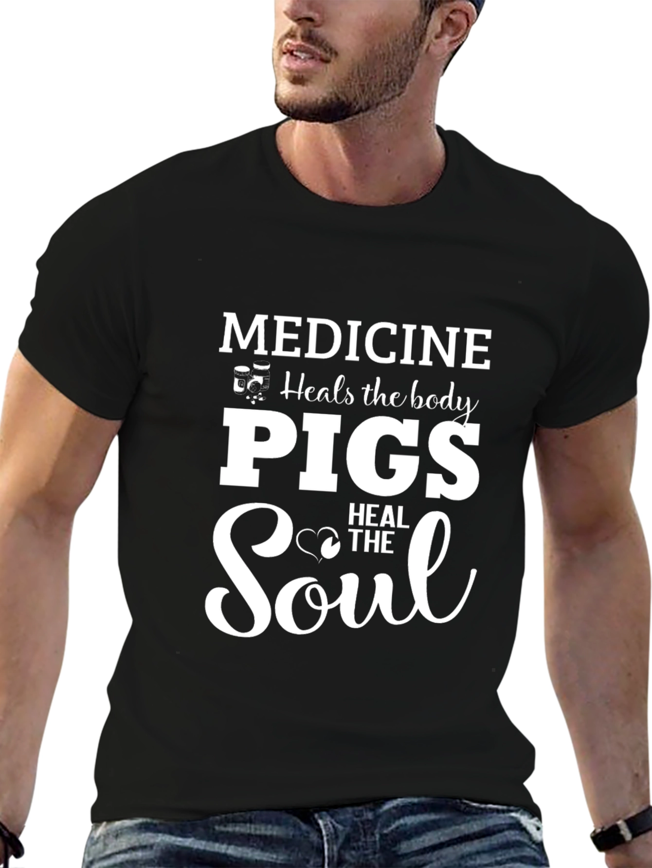 Black Medicine Heals the Body, Pigs Heal the Soul T-Shirt view 6