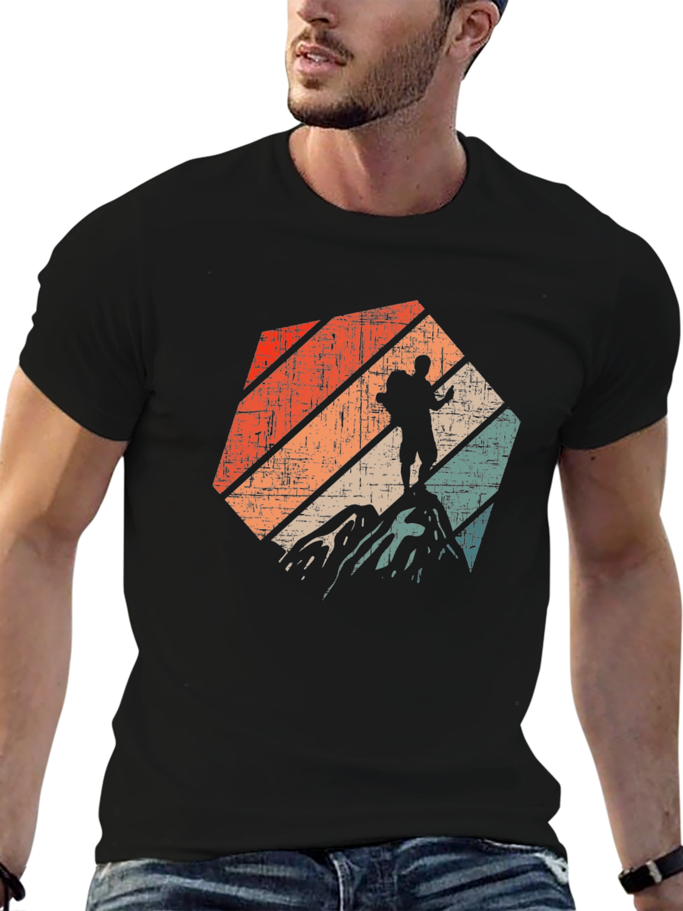 Black Vintage Hiker T-Shirt - Mountain Adventure Tee view 6