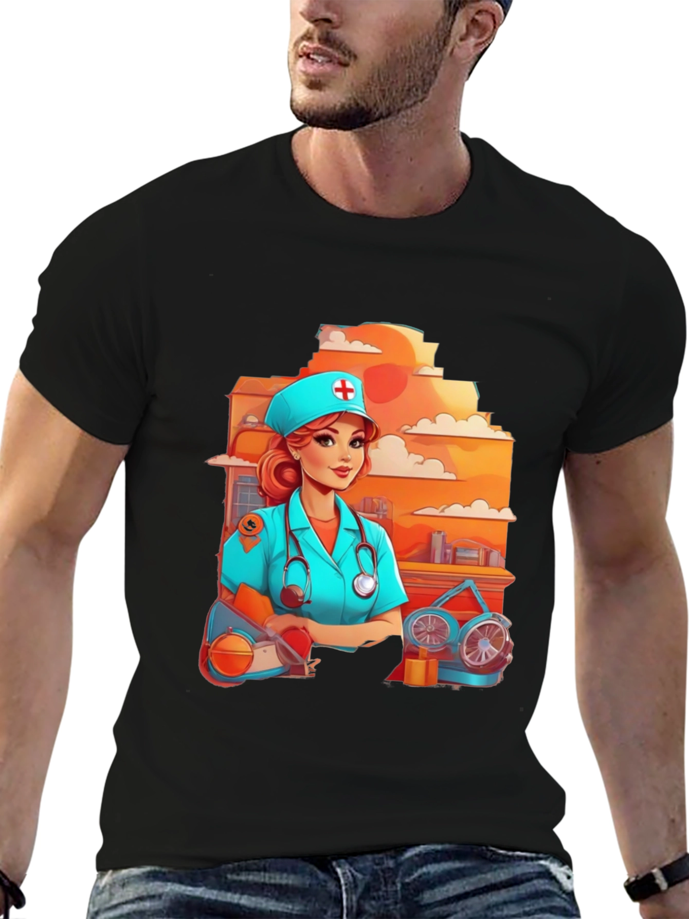 Black Nurse Graphic T-Shirt - Unisex Style view 6