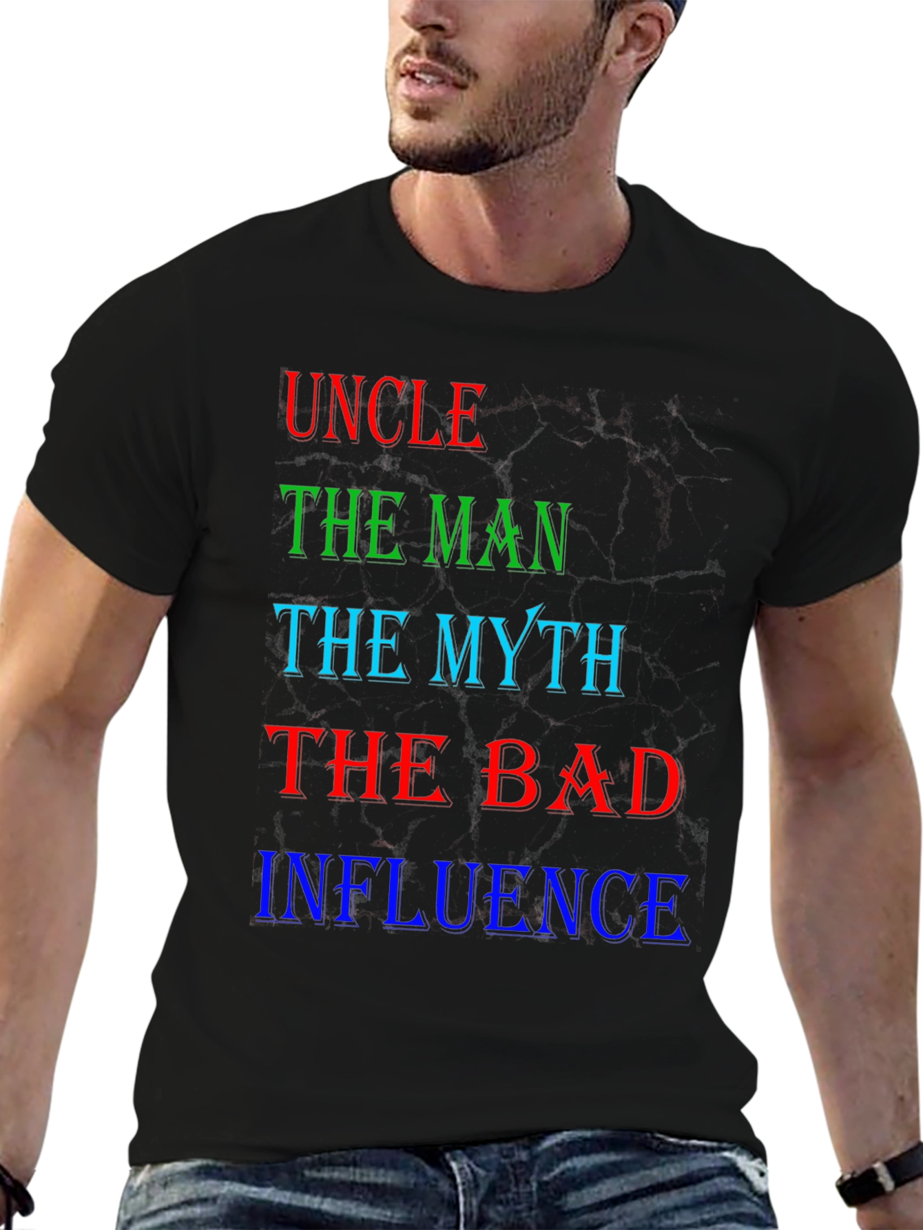 Black Uncle The Man Myth Bad Influence T-Shirt view 6