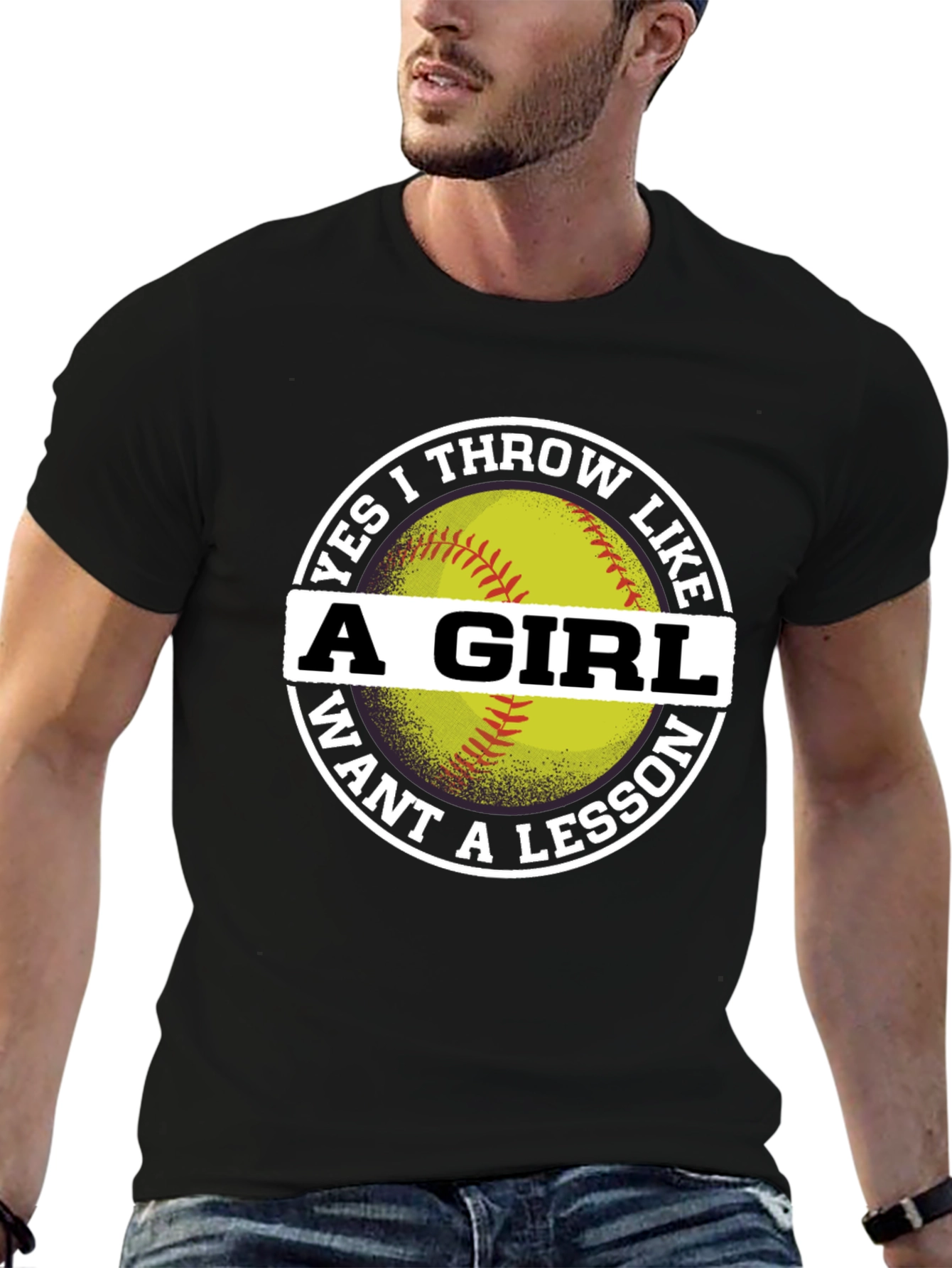Black Yes I Throw Like A Girl T-Shirt view 6