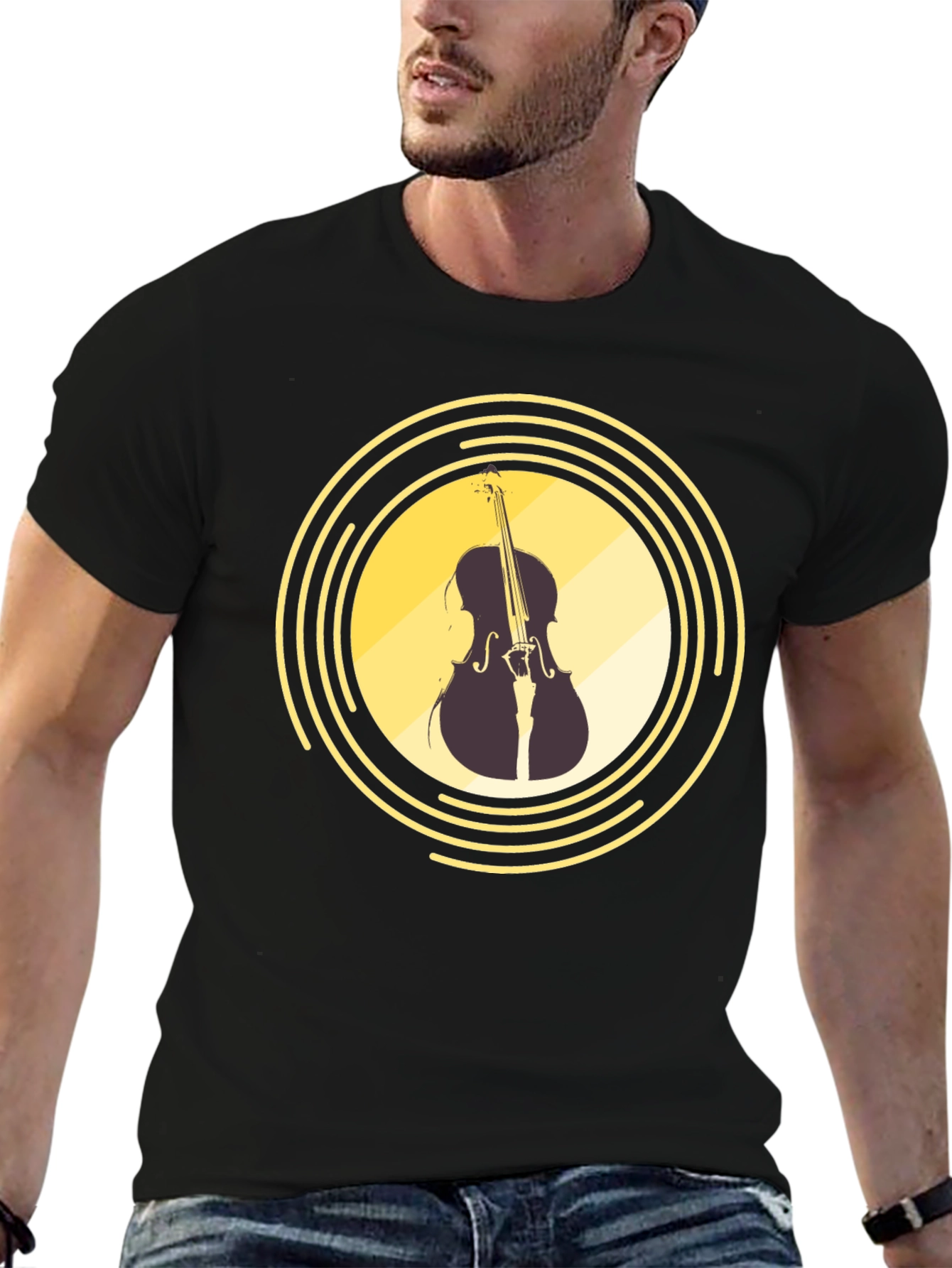 Black Musical Cello Graphic T-Shirt view 6