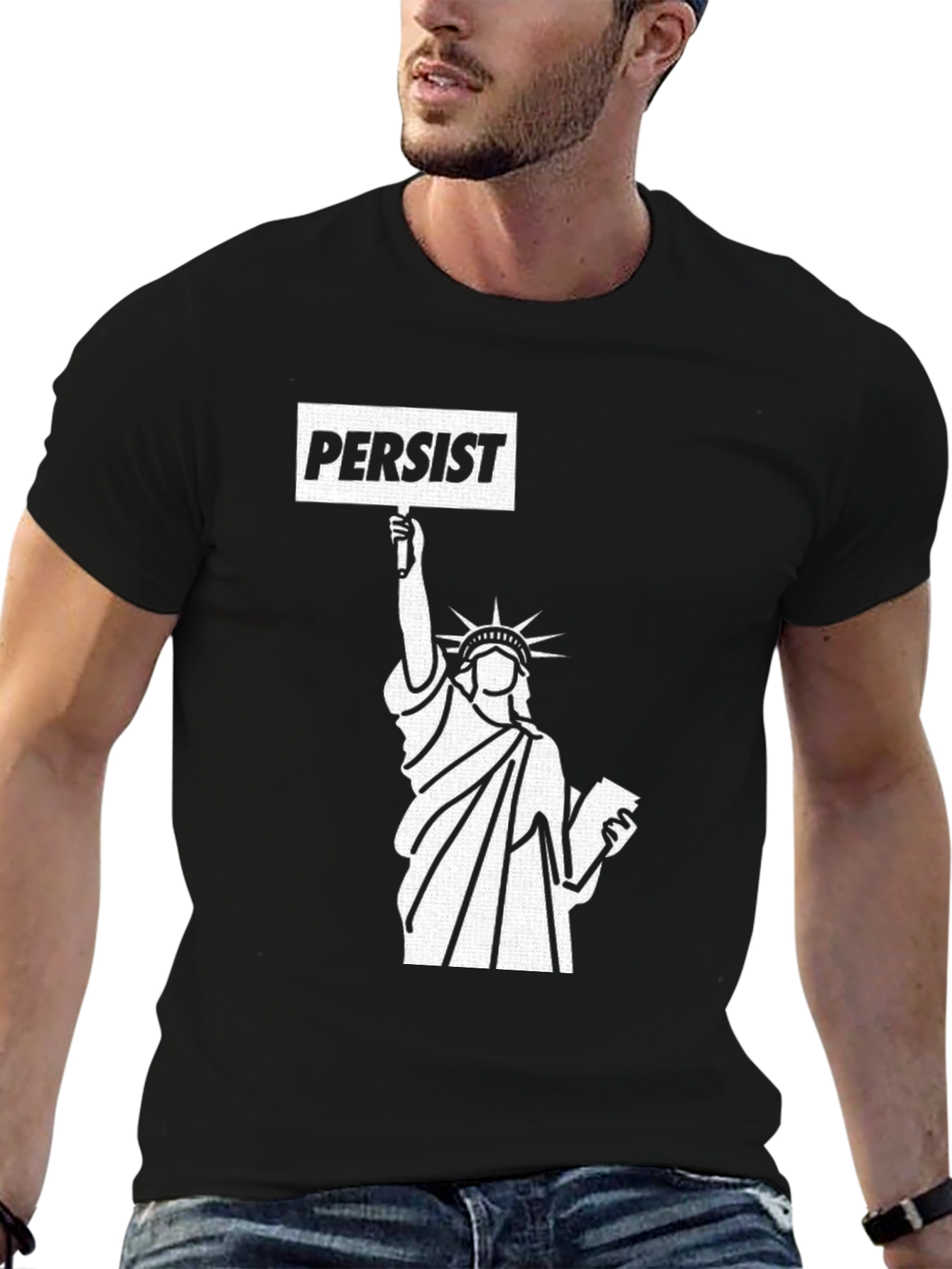 Black Persist Statue of Liberty Graphic Tee view 6