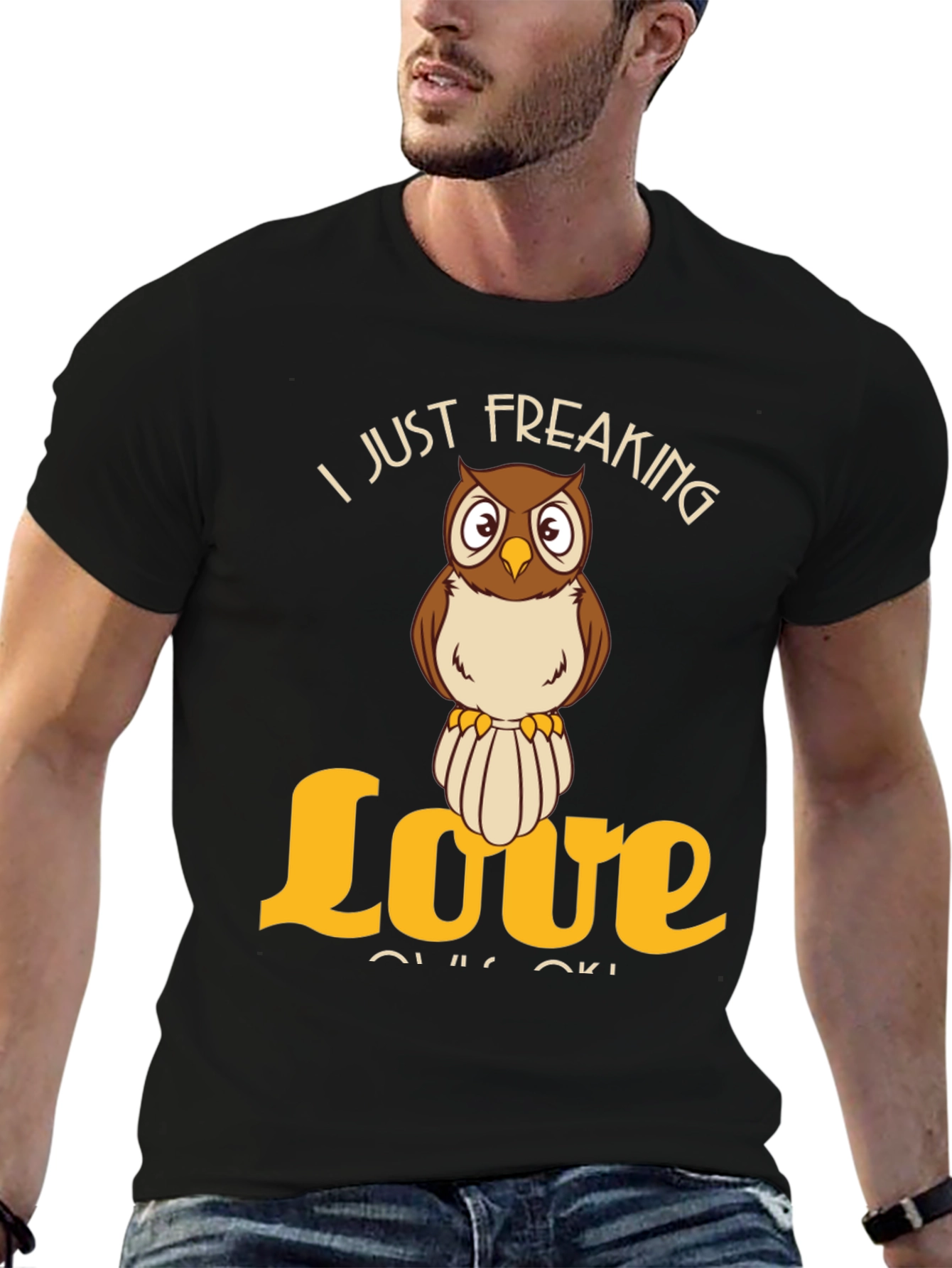 Black I Just Freaking Love Owls T-Shirt - Novelty Animal Tee view 6