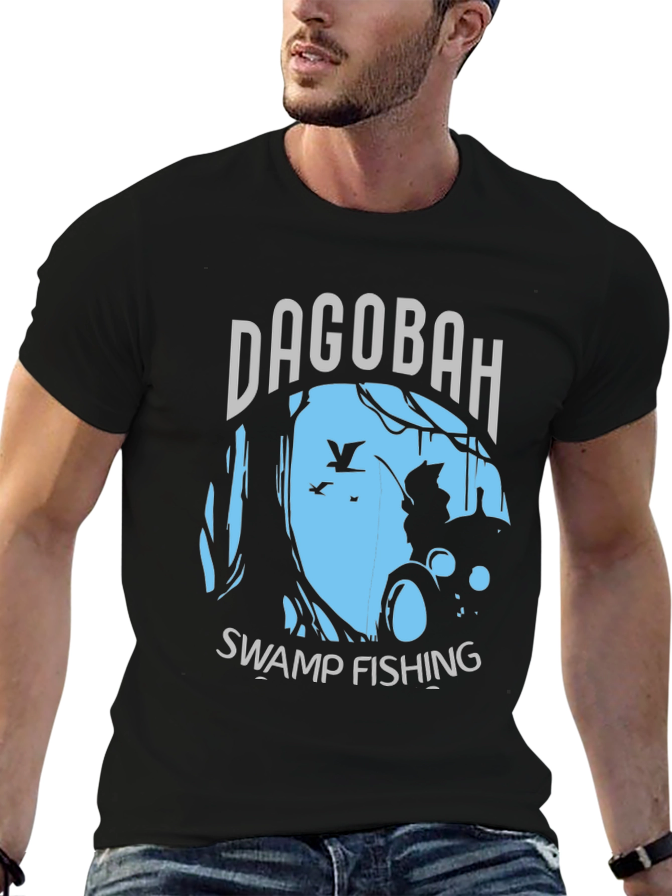 Black Dagobah Swamp Fishing Graphic Tee view 6