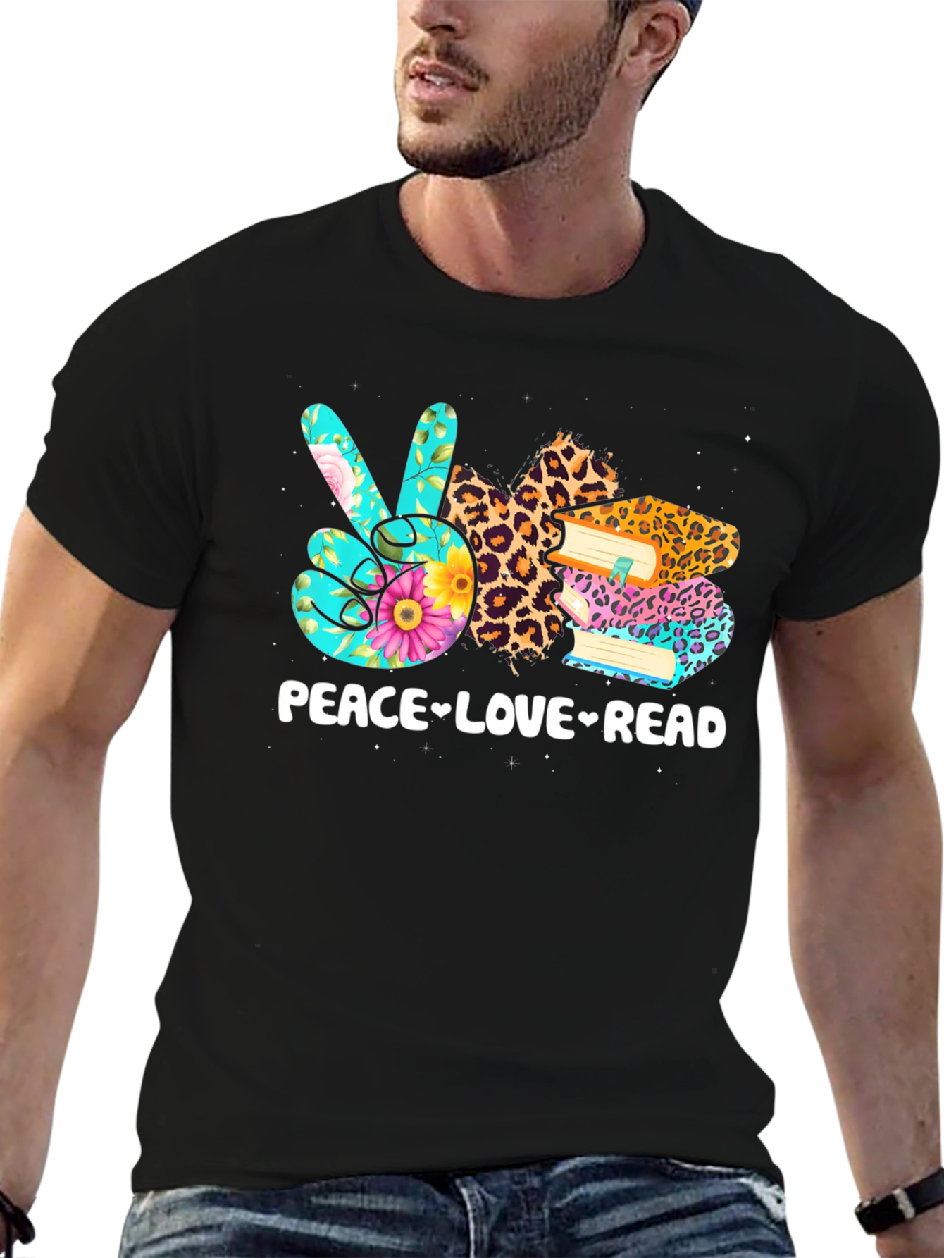 Black Peace Love Read T-Shirt | Book Lover Tee view 6