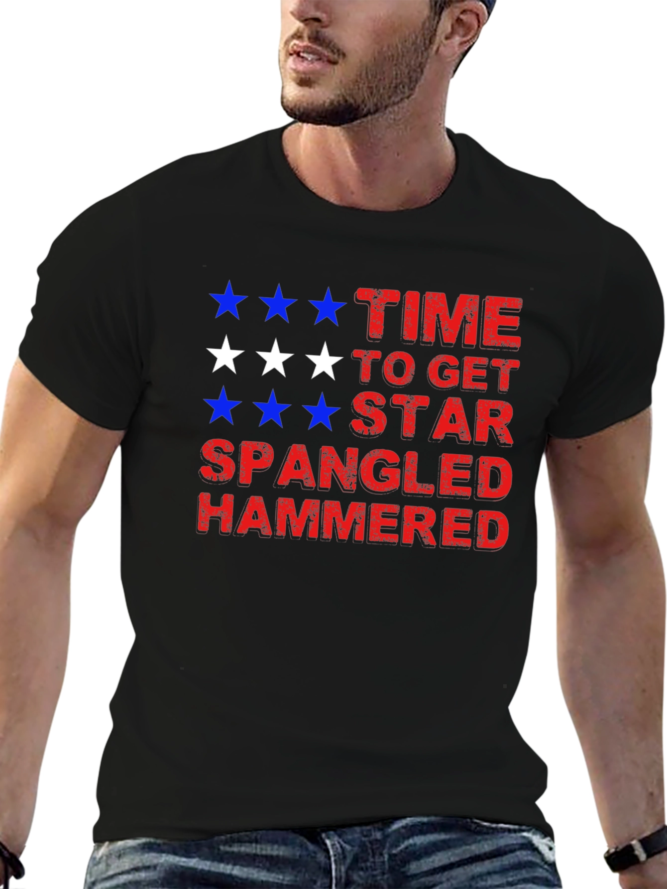 Black Star Spangled Hammered Tee view 6
