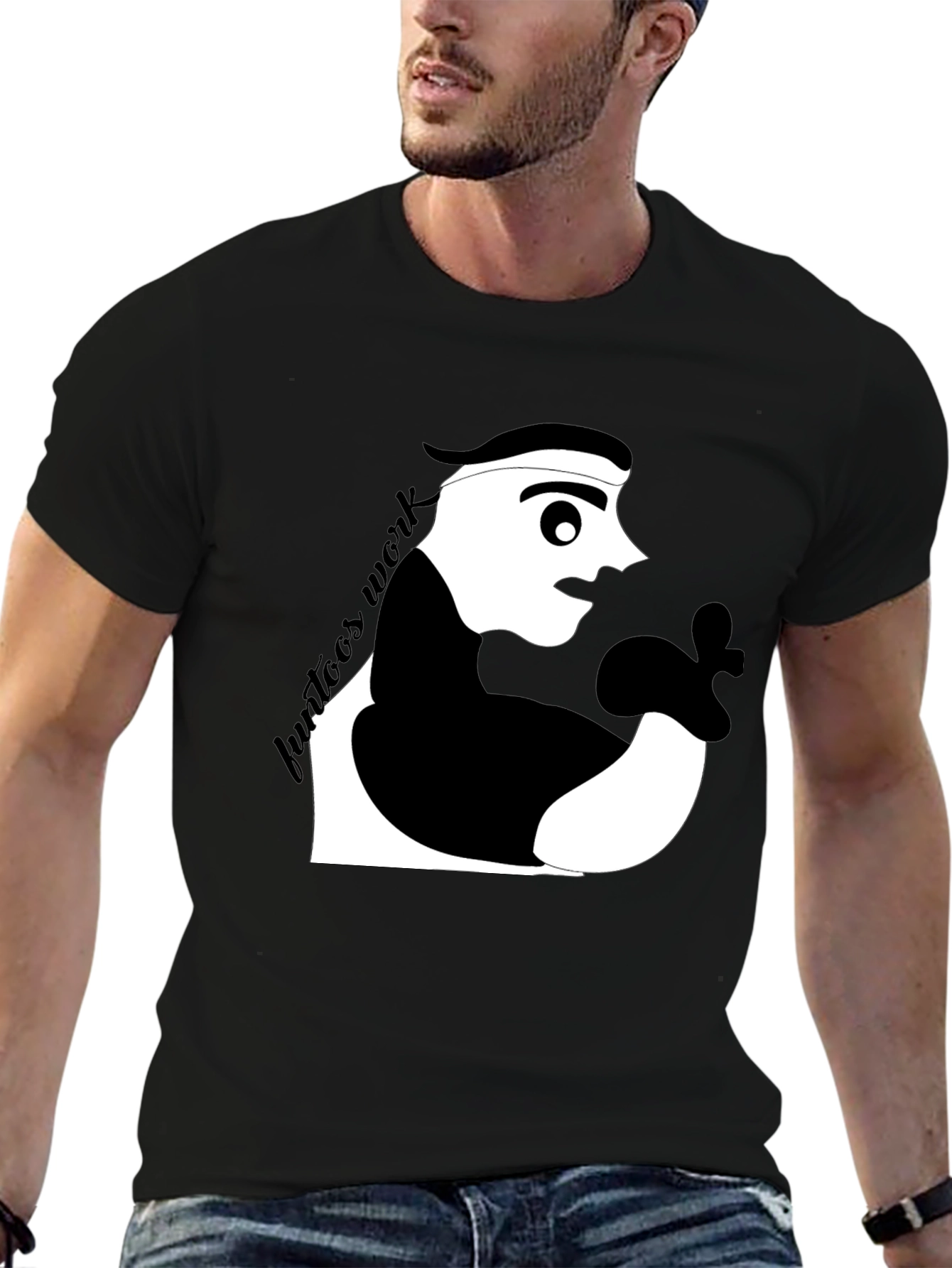 Black Cool Graphic Tee: Funtoon's Work Black T-Shirt view 6