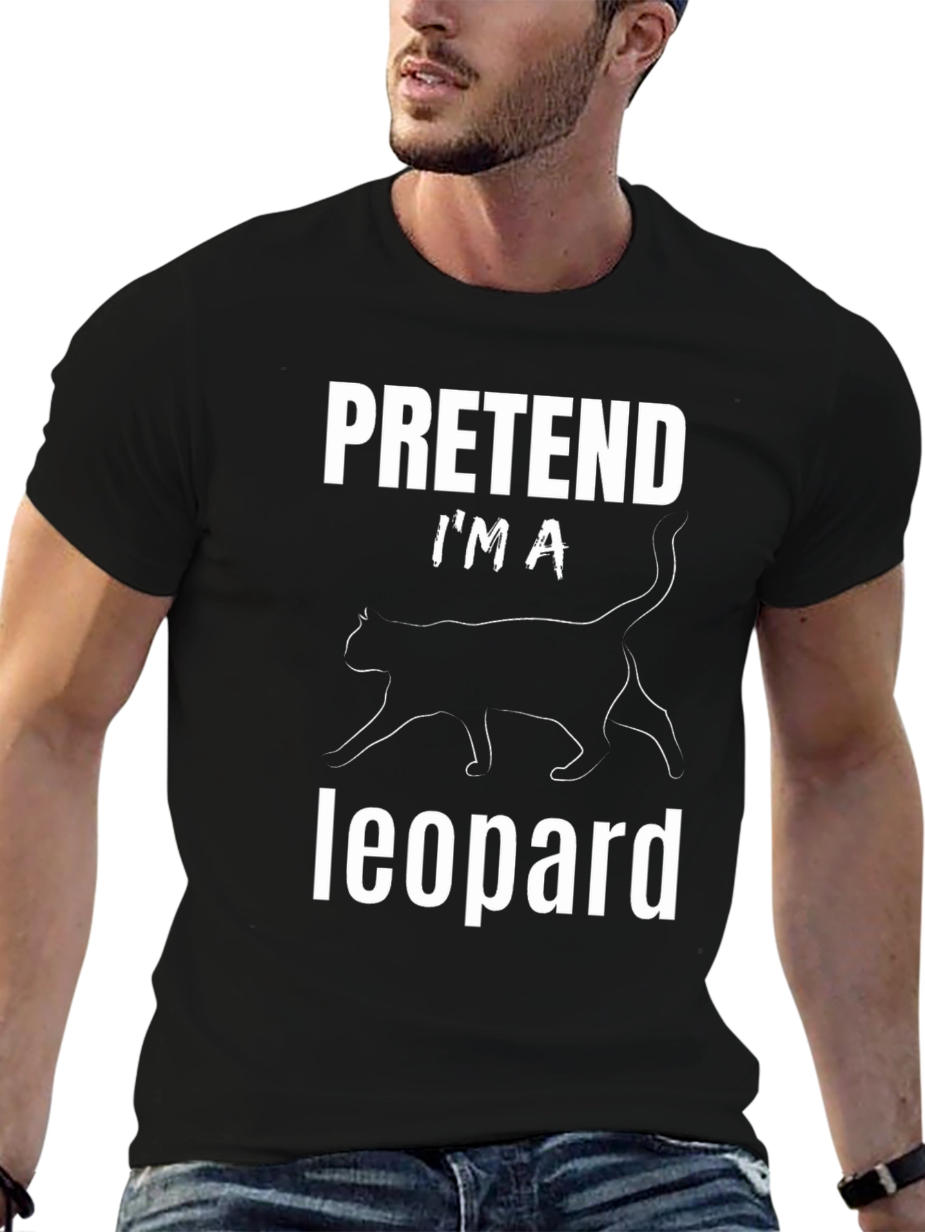 Black Pretend I'm A Leopard Funny Graphic Tee view 6