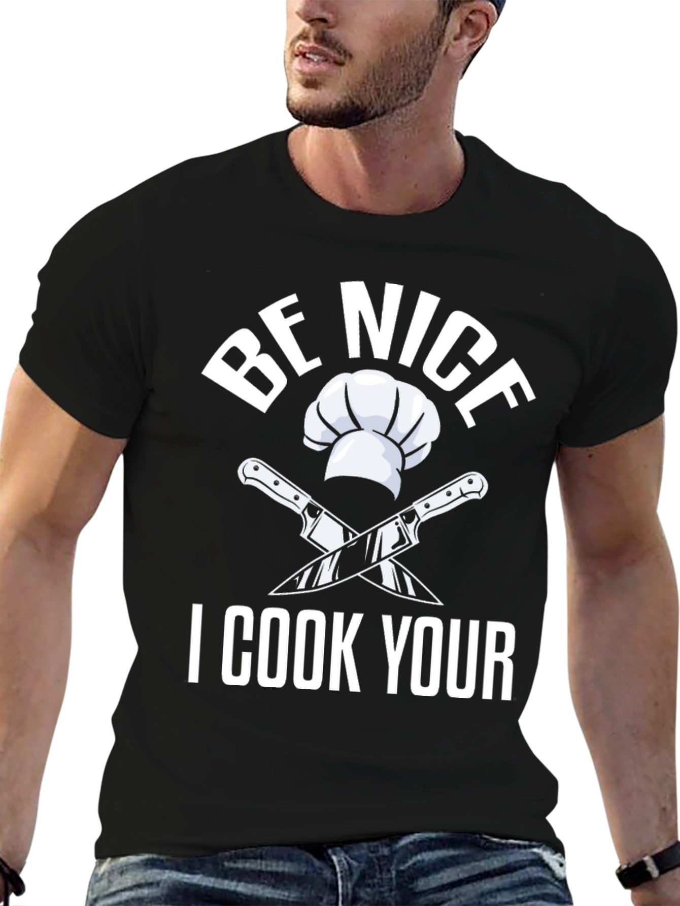 Black Be Nice I Cook Your T-Shirt Funny Chef Gift view 6