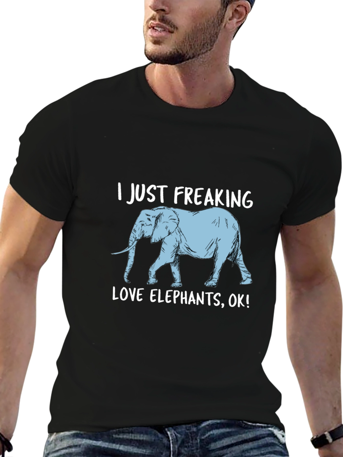 Black I Just Freaking Love Elephants Graphic Tee view 6
