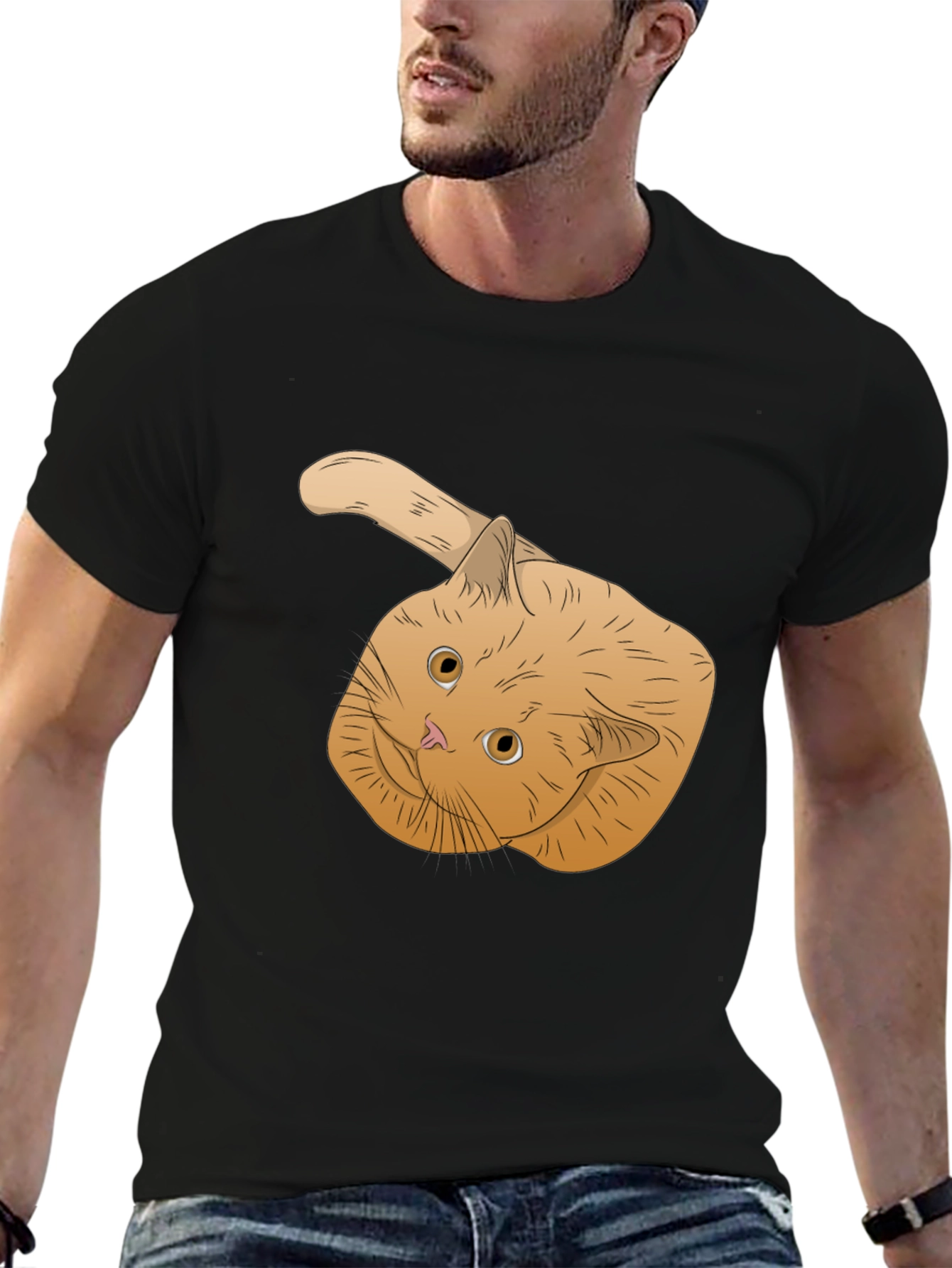 Black Ginger Cat T-Shirt - Whimsical Pet Lover Apparel view 6