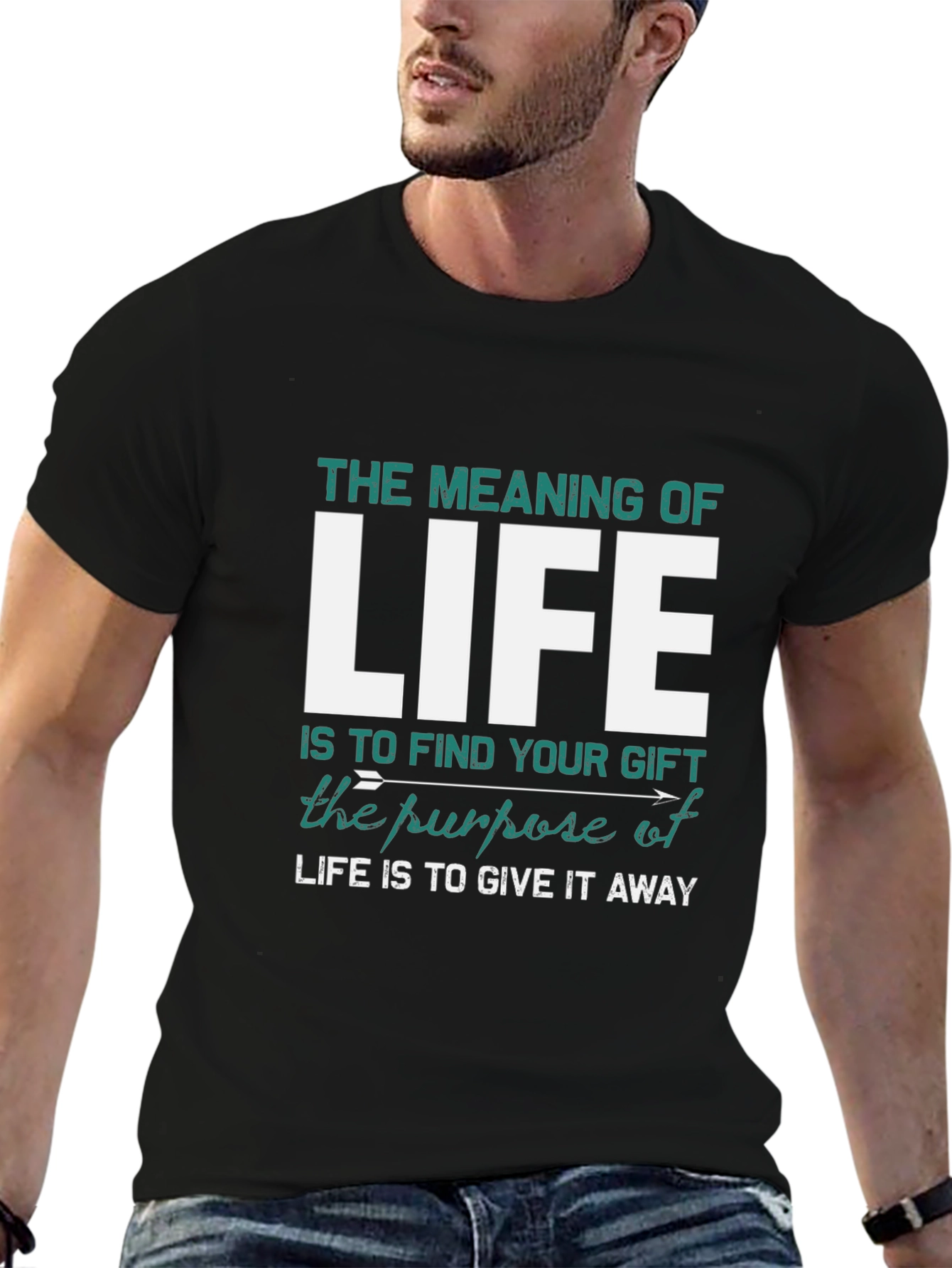 Black Meaning of Life Graphic T-Shirt - Find Your Gift view 6