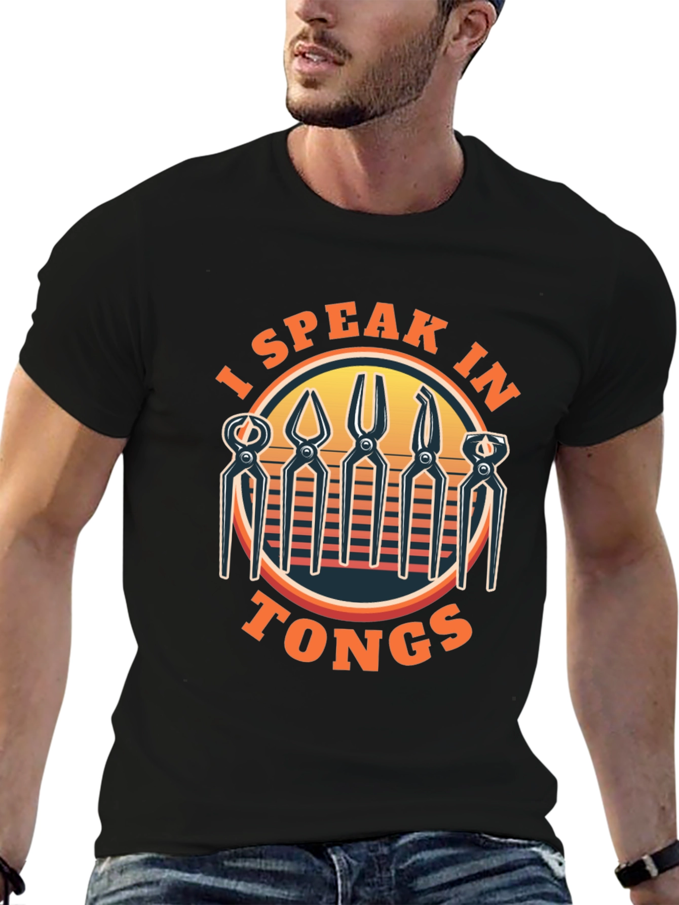 Black I Speak In Tongs Black Graphic Tee view 6