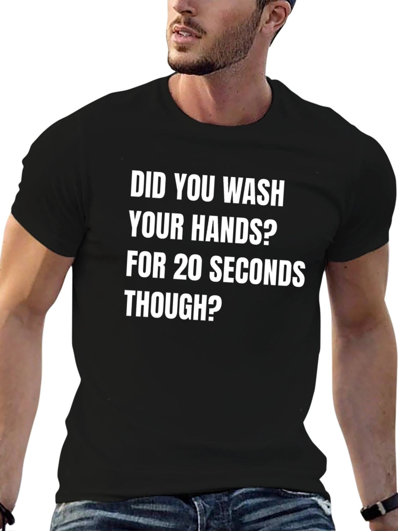 Black Wash Your Hands Tee - 20 Seconds Humor T-Shirt view 6