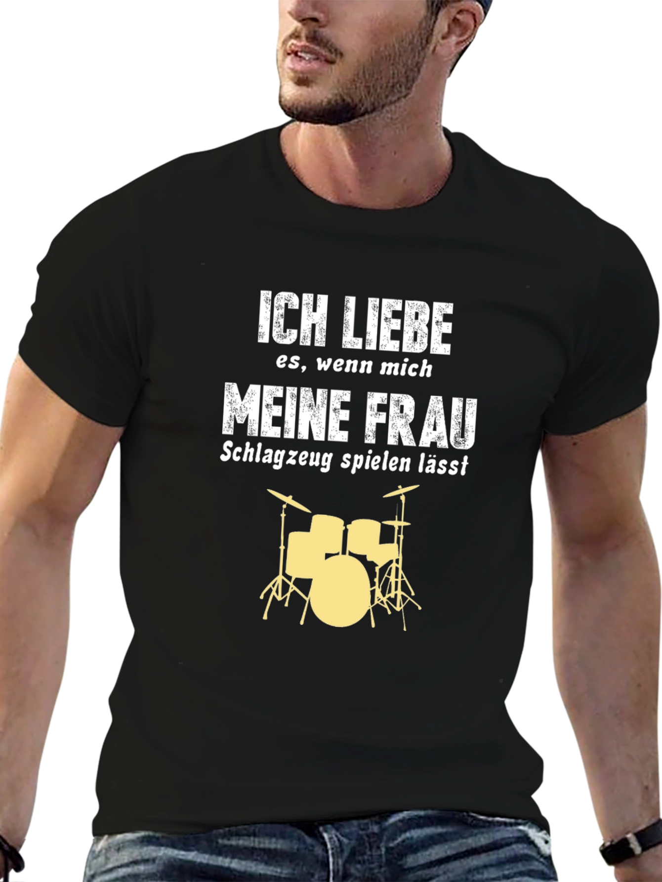 Black Ich Liebe Meine Frau Drummer T-Shirt view 6
