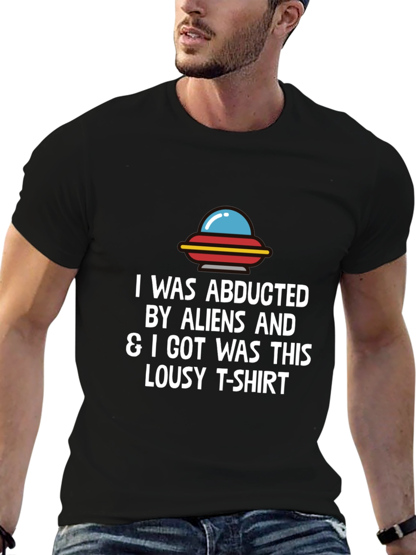 Black Abducted by Aliens Graphic T-Shirt - Men's Black Tee view 6
