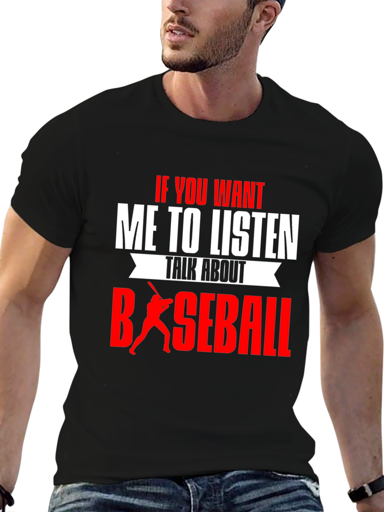 Black Baseball T-Shirt - If You Want Me To Listen view 6