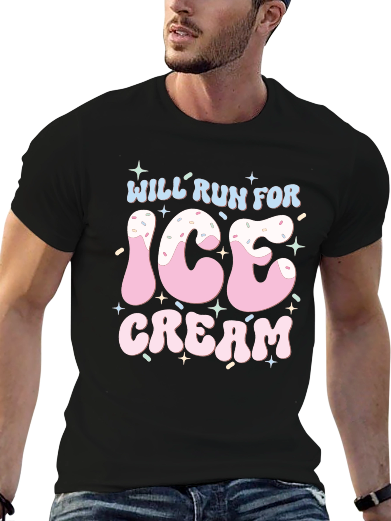 Black Will Run For Ice Cream T-Shirt Black view 6