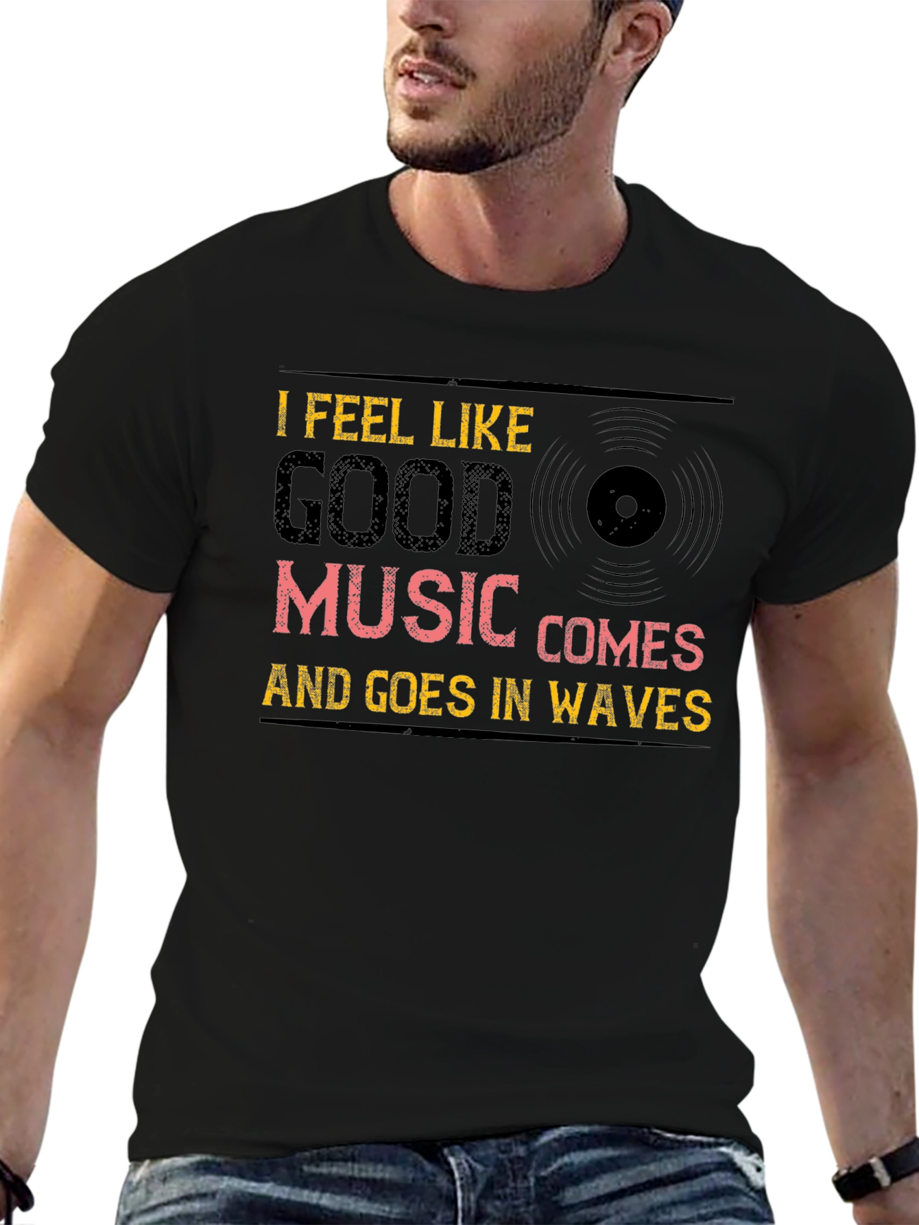 Black I Feel Like Good Music T-Shirt view 6