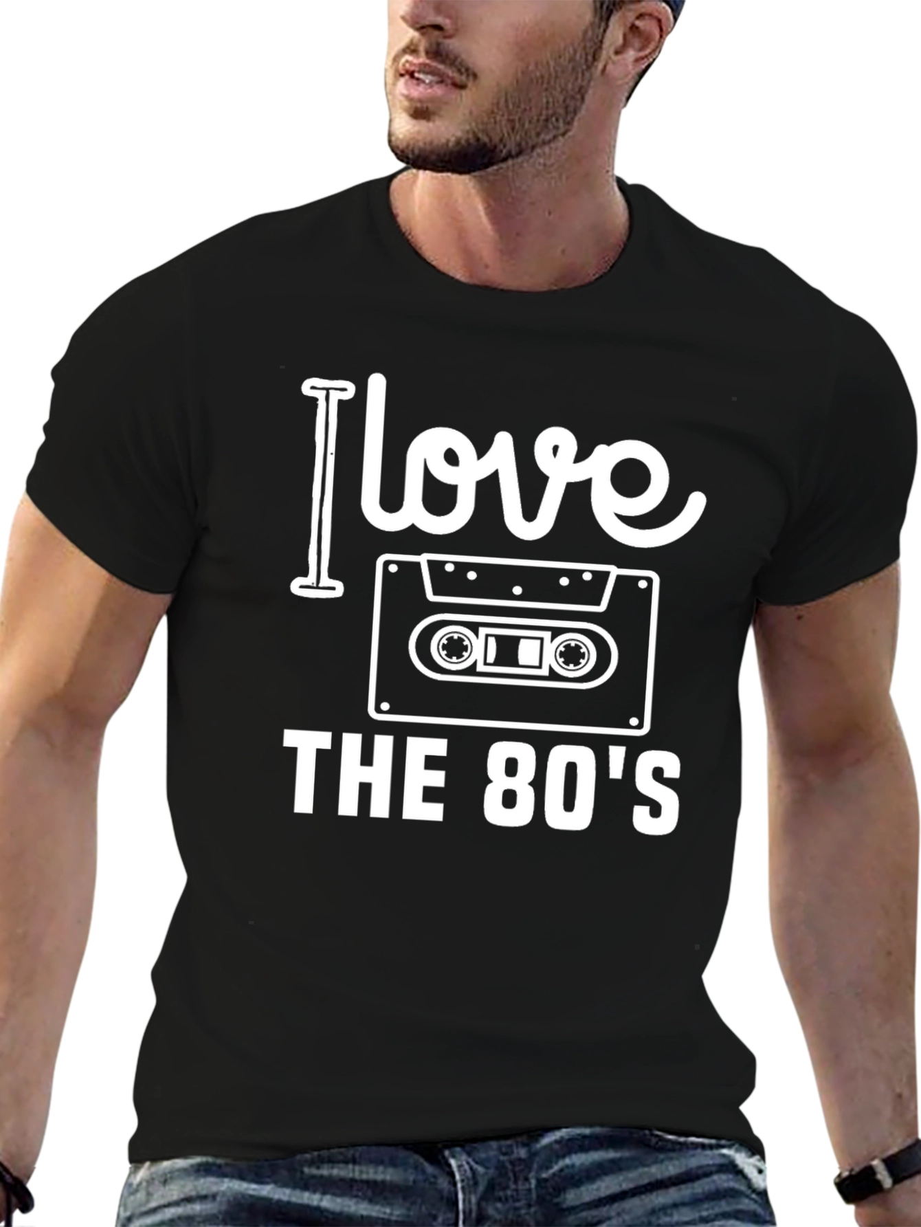 Black I Love the 80's Cassette Tape Graphic Tee view 6