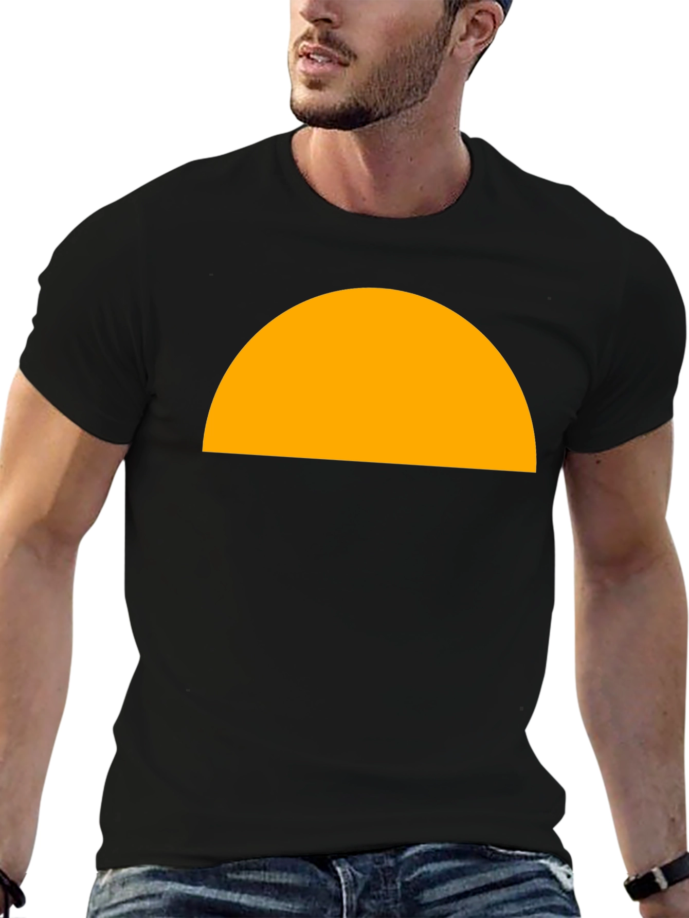 Black Abstract Graphic Tee - Half Circle Design view 6