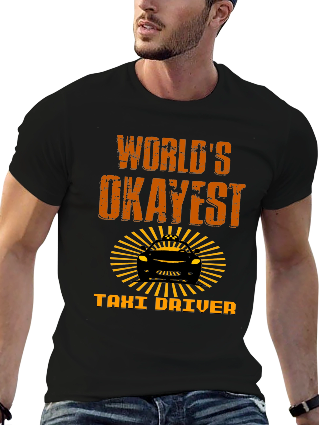 Black World's Okayest Taxi Driver T-Shirt - Funny Novelty Tee view 6