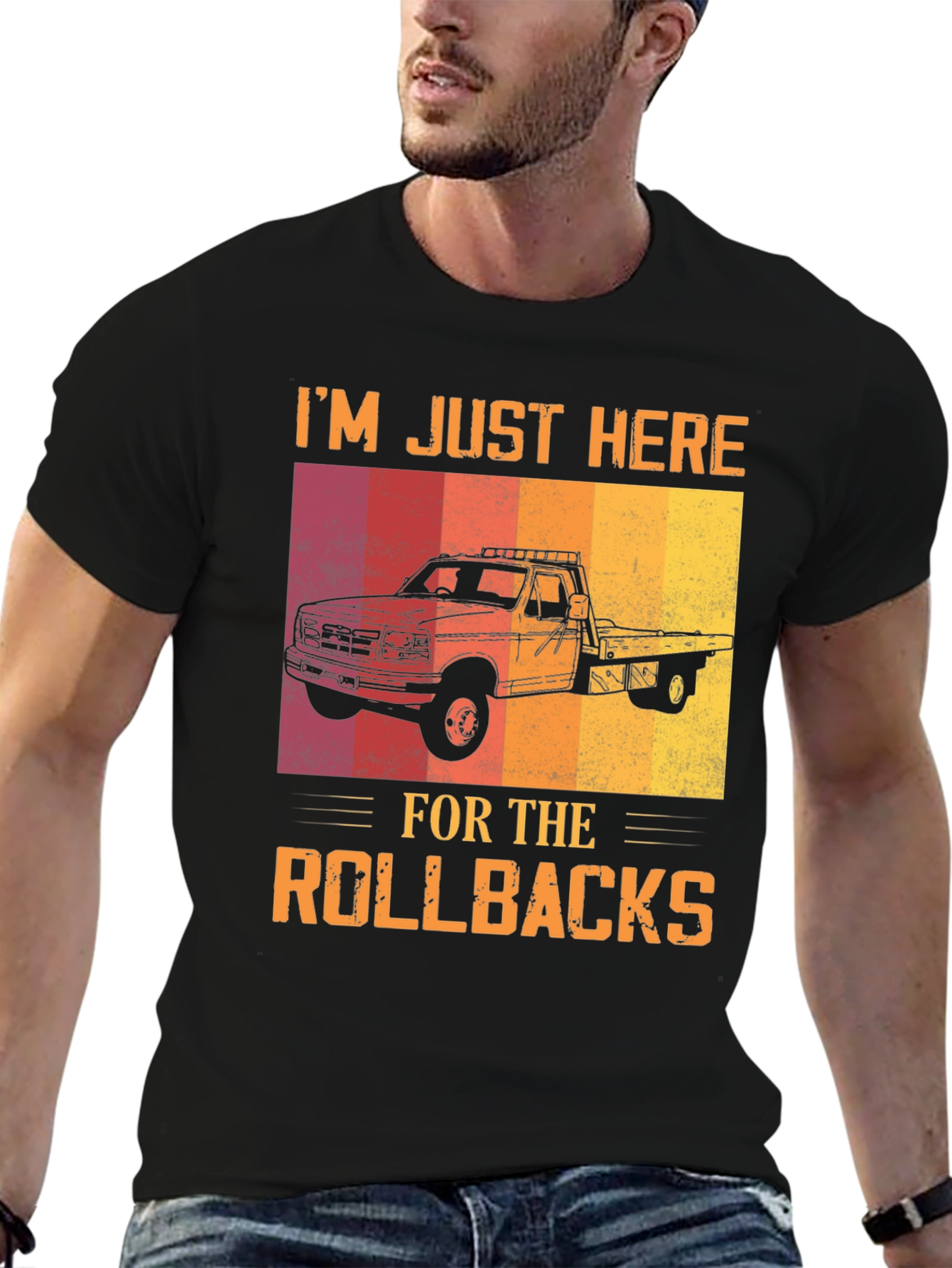 Black Rollback Truck T-Shirt - Tow Truck Driver Tee view 6