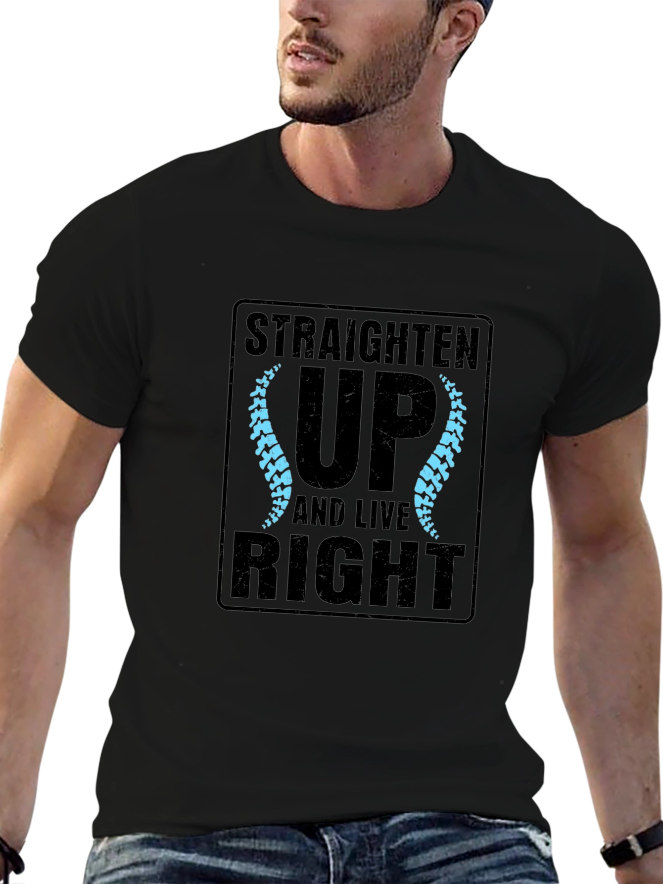 Black Straighten Up Chiropractic T-Shirt view 6