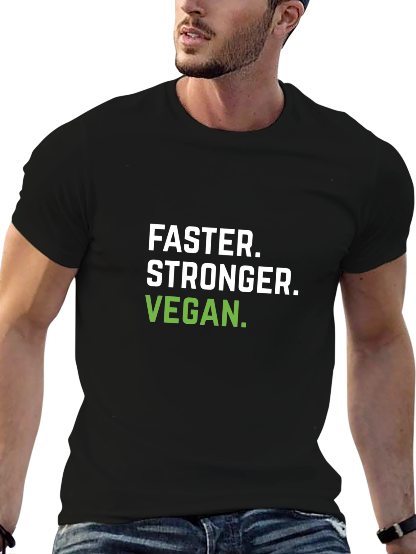 Black Faster Stronger Vegan T-Shirt view 6