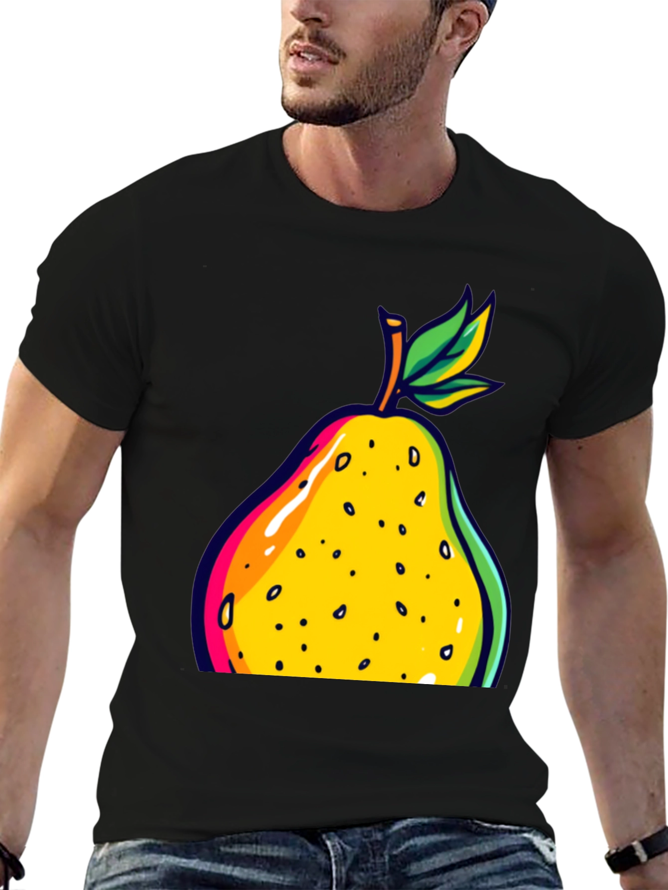 Black Pear Graphic Black T-Shirt view 6