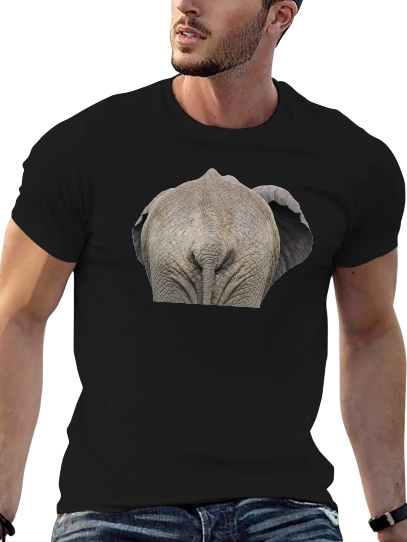 Black Elephant Butt T-Shirt - Funny Animal Tee view 6