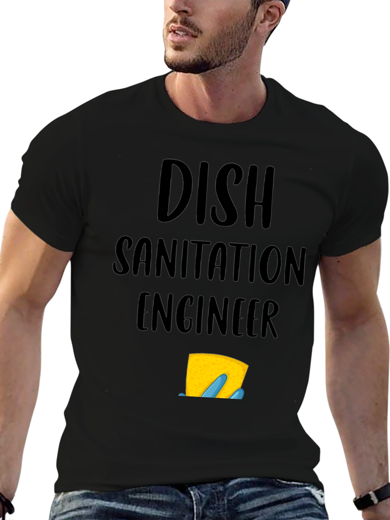 Black Dish Sanitation Engineer Graphic Tee view 6
