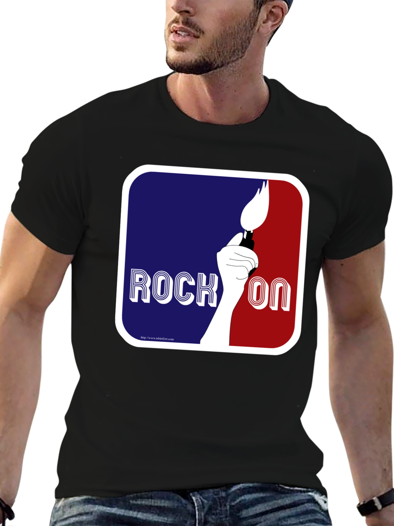 Black Rock On Graphic T-Shirt - Retro Design view 6