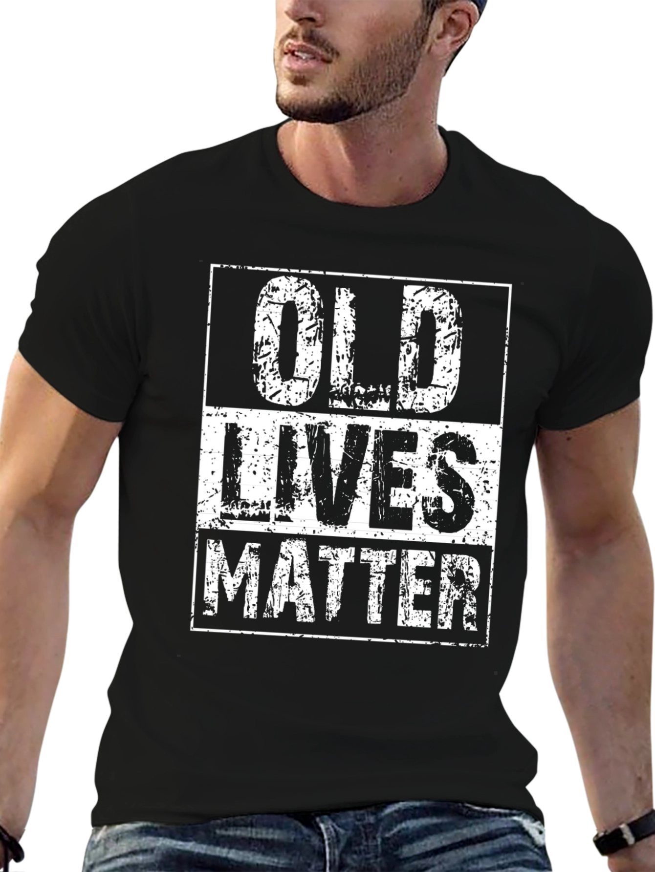 Black Old Lives Matter Graphic Tee - Distressed Print view 6
