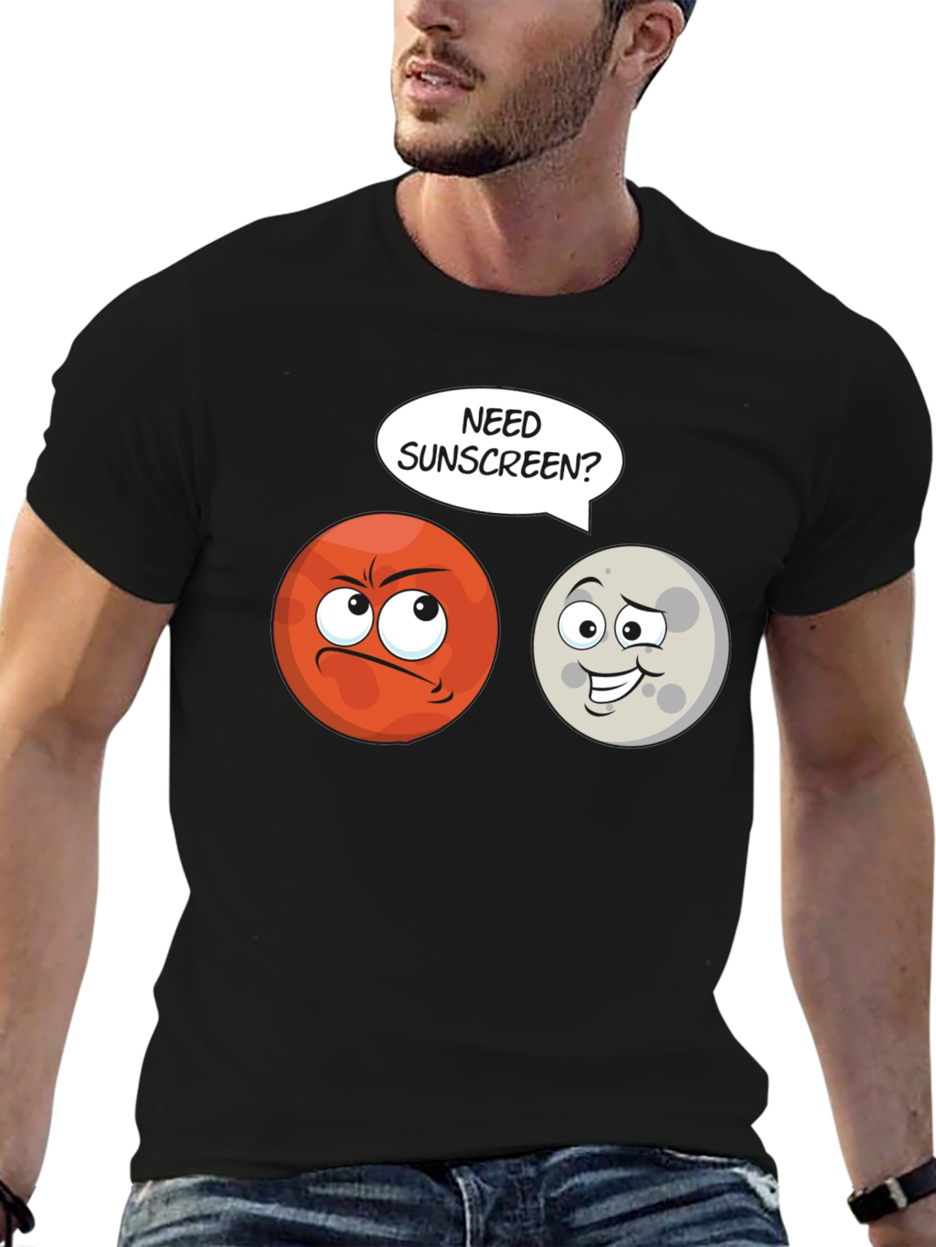 Black Need Sunscreen? Mars Humor T-Shirt view 6