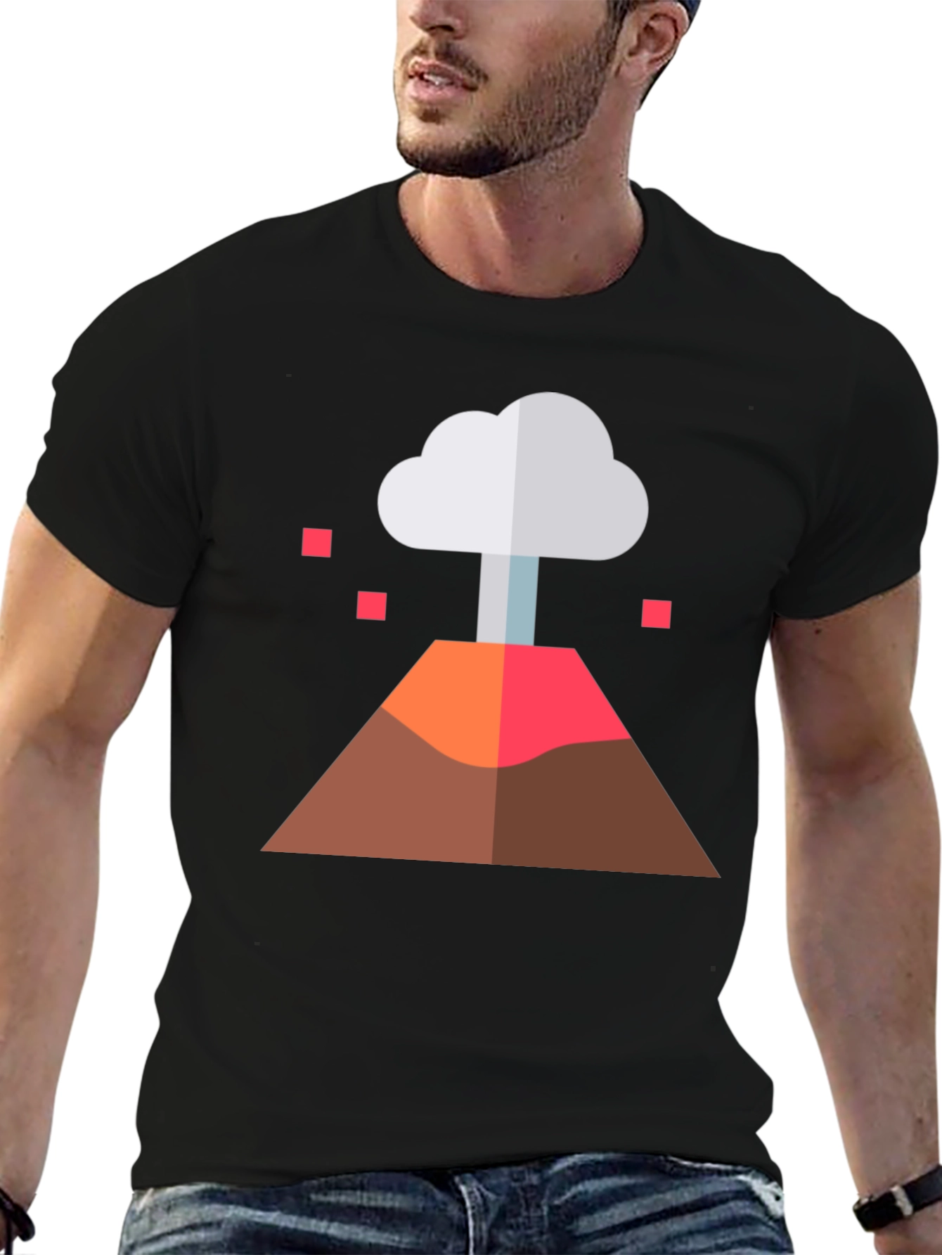 Black Volcano Graphic Tee - Black Cotton Blend view 6