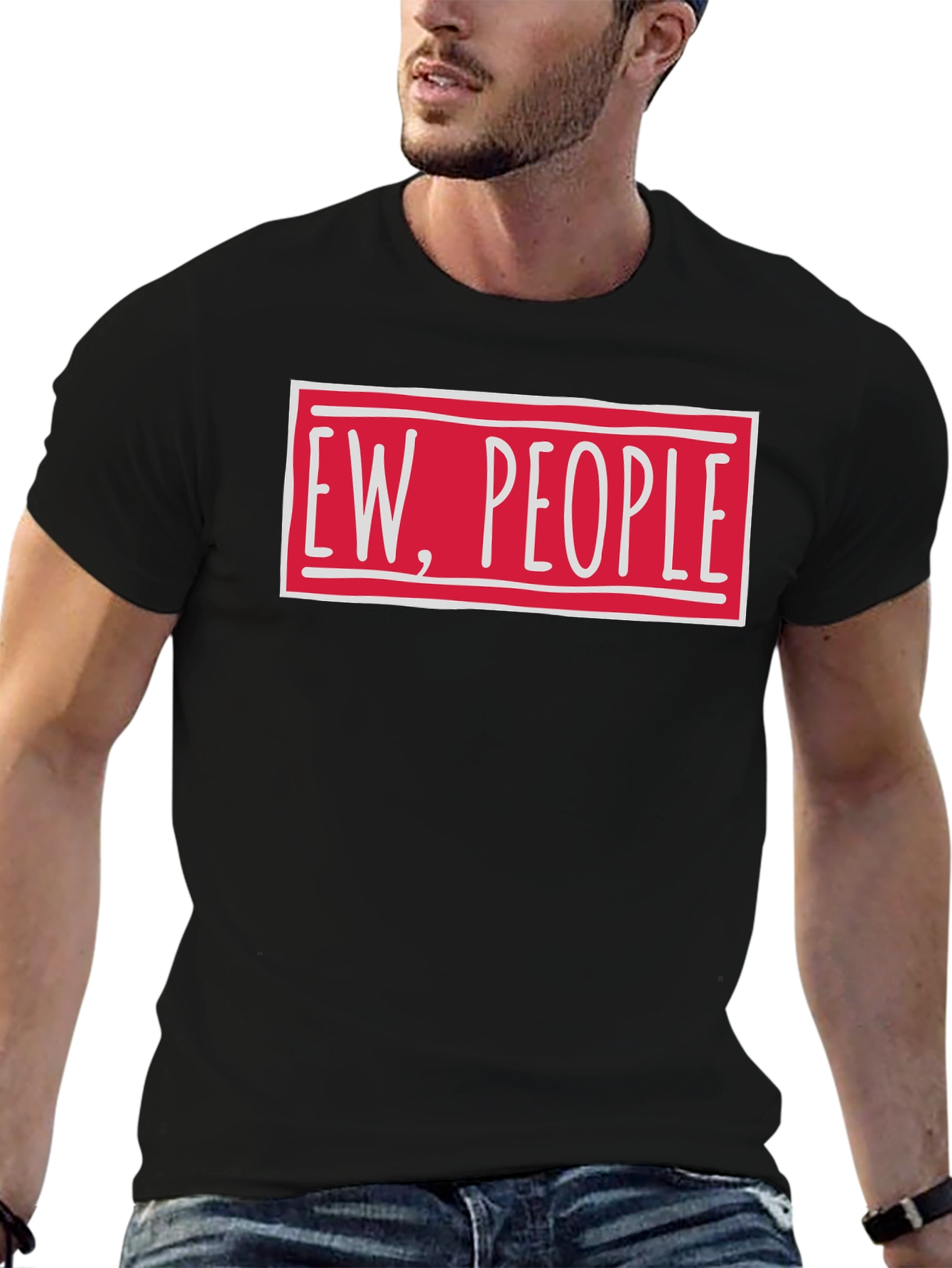 Black Ew People Funny Graphic T-Shirt view 6