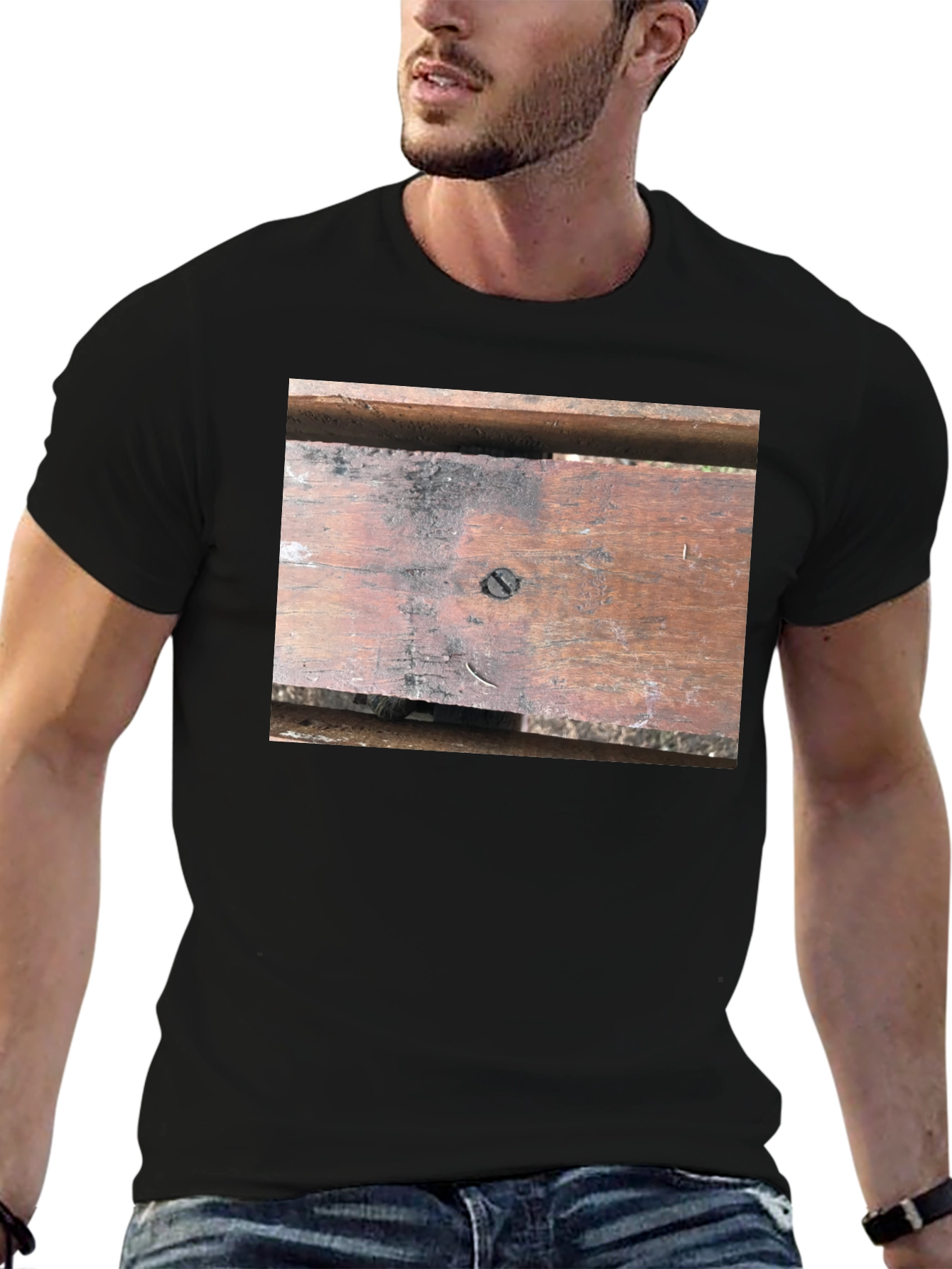 Black Wood Panel T-Shirt view 6