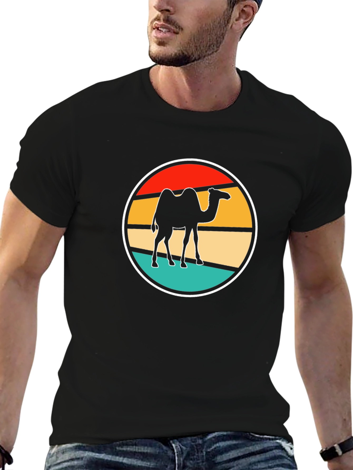 Black Retro Camel T-Shirt - Desert Vibes view 6