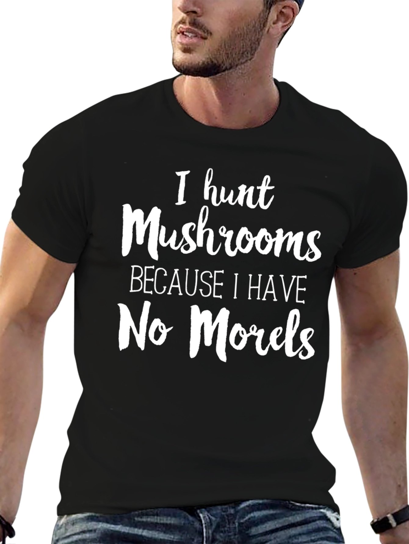 Black Mushroom Hunter Graphic Tee - No Morels Funny Shirt view 6