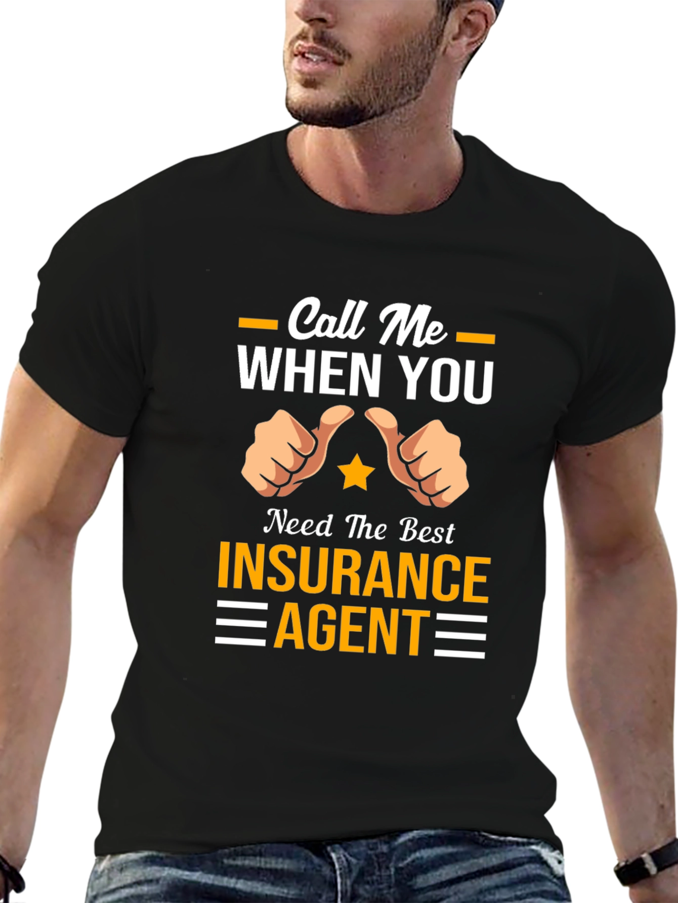 Black Call Me When You Need Insurance Agent T-Shirt view 6