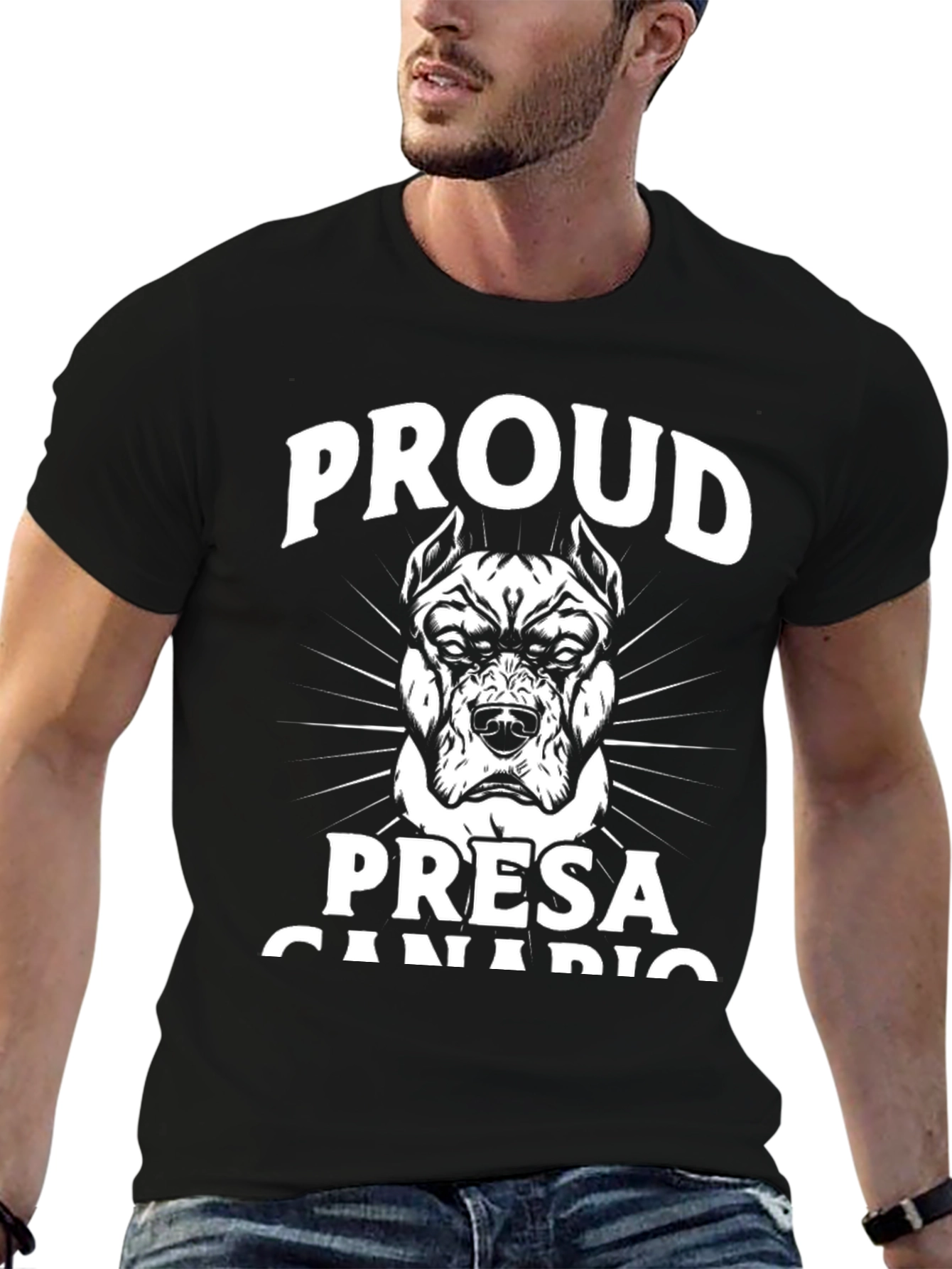 Black Proud Presa Canario Dog Graphic T-Shirt view 6