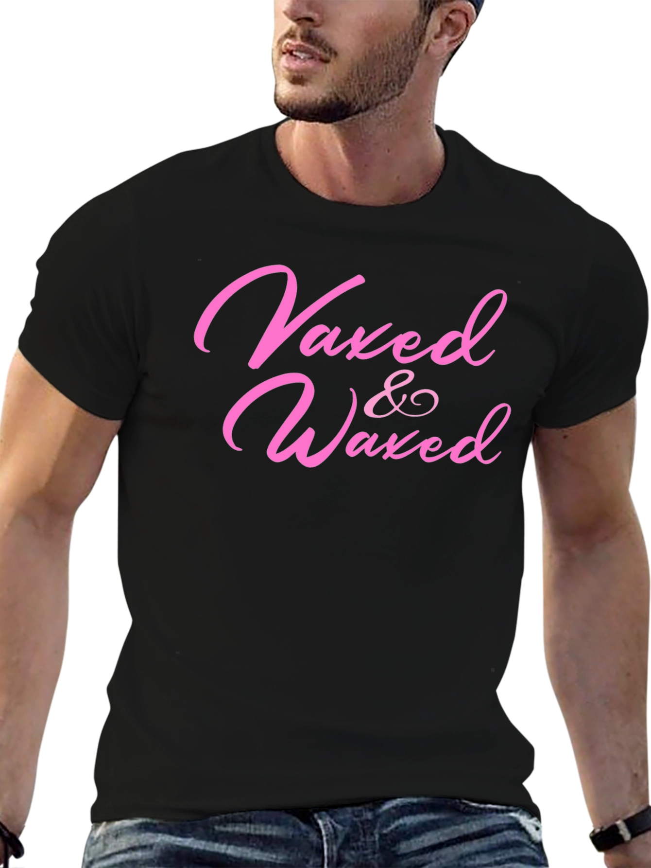 Black Vaxed & Waxed T-Shirt - Funny Vaccine Tee view 6